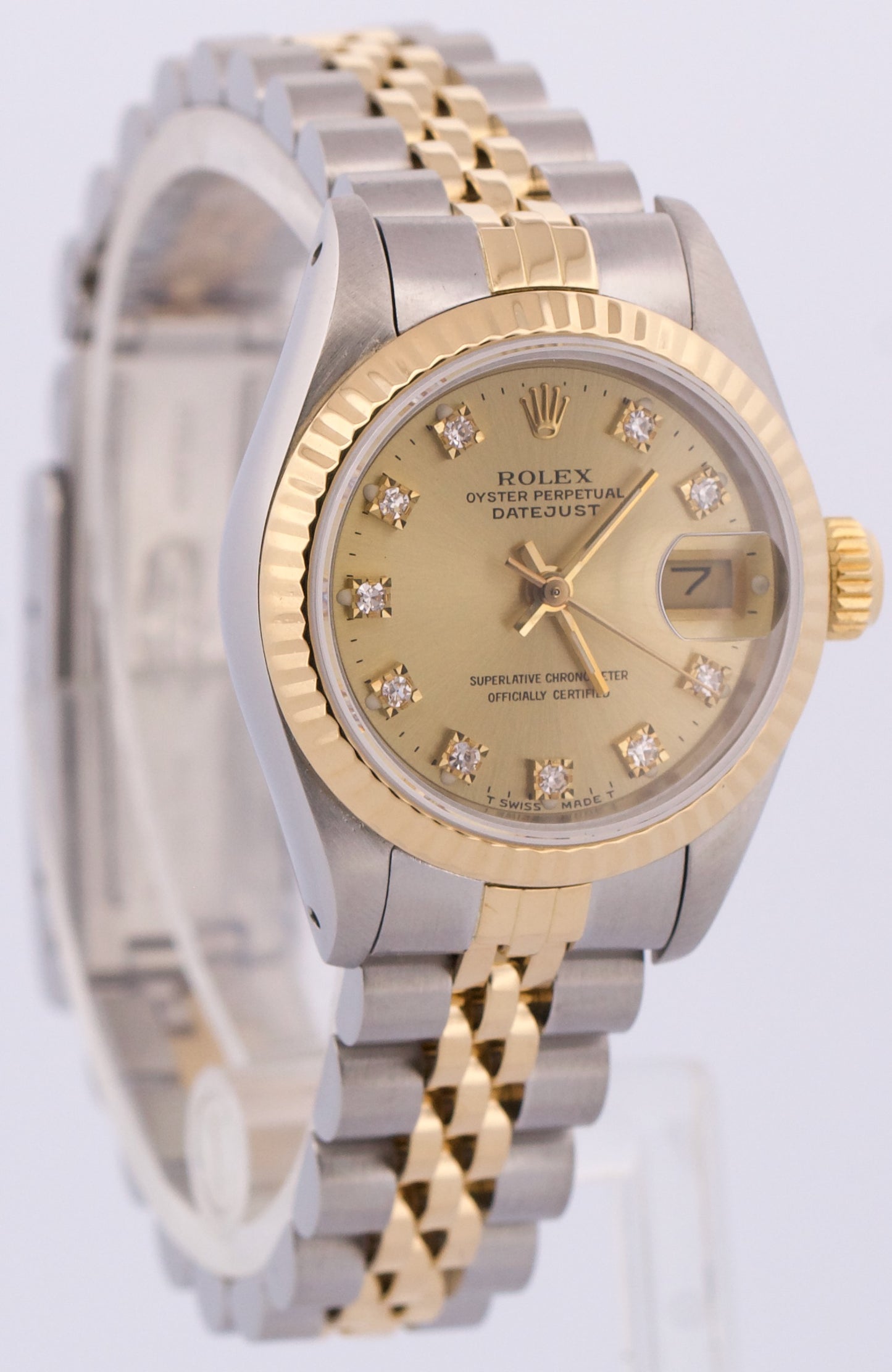 Ladies Rolex DateJust 26mm CHAMPAGNE DIAMOND 18K Yellow Gold Steel JUBILEE 69173