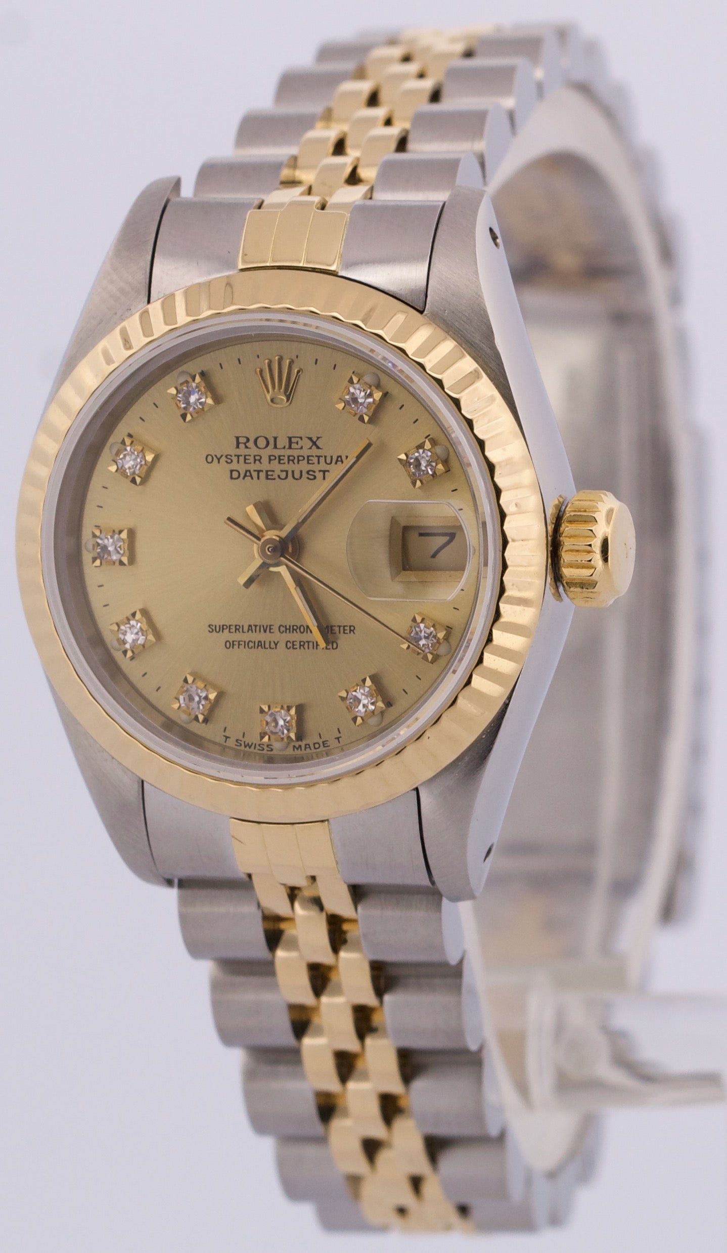 Ladies Rolex DateJust 26mm CHAMPAGNE DIAMOND 18K Yellow Gold Steel JUBILEE 69173