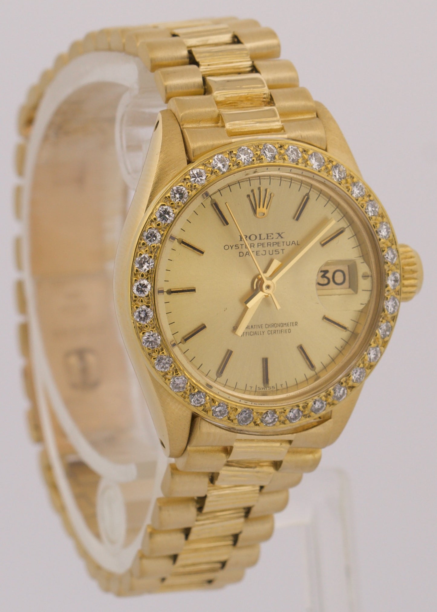 Rolex DateJust President 26mm CHAMPAGNE DIAMOND 18K Yellow Gold BARK 6917 BOX