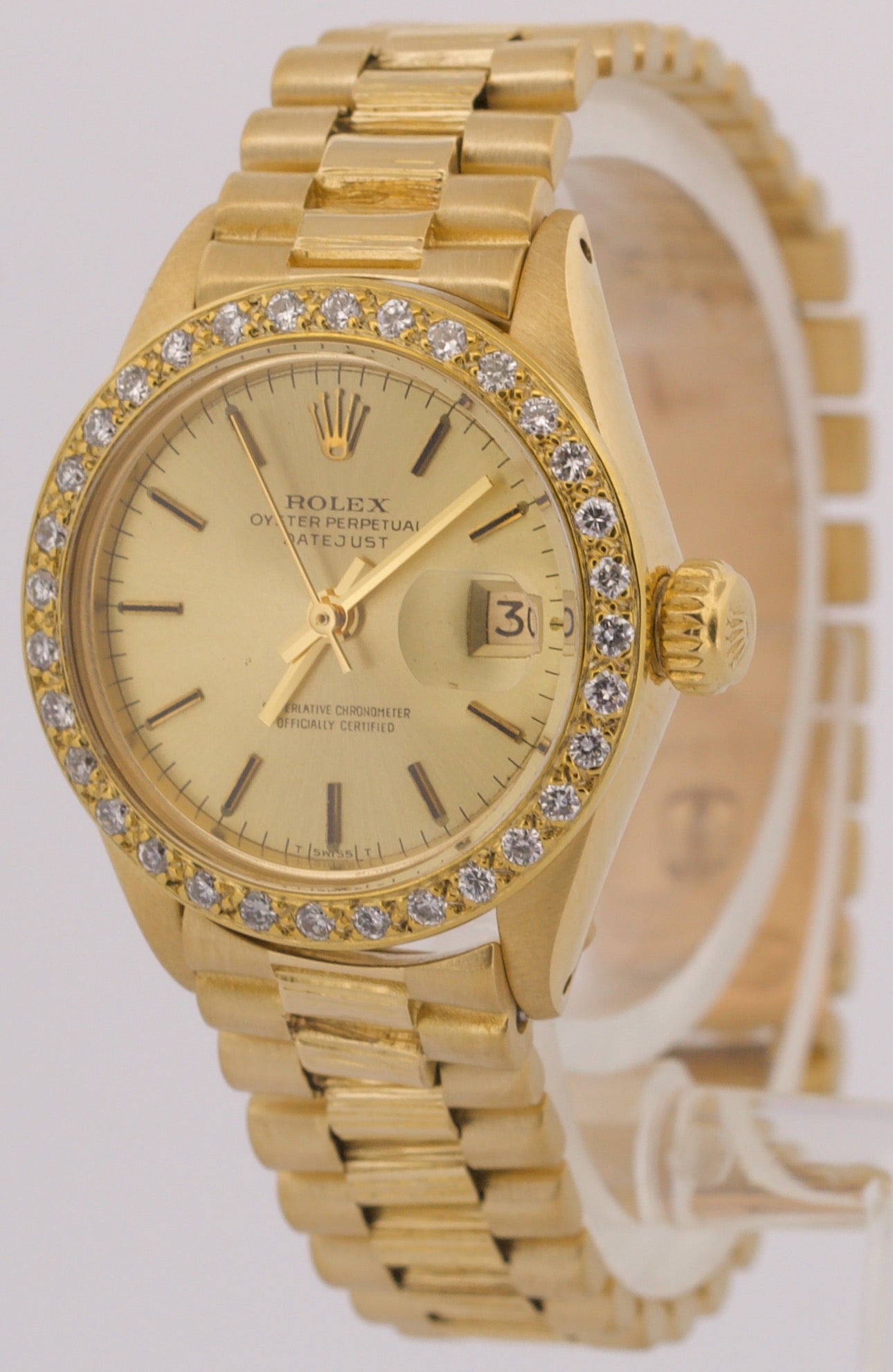 Rolex DateJust President 26mm CHAMPAGNE DIAMOND 18K Yellow Gold BARK 6917 BOX