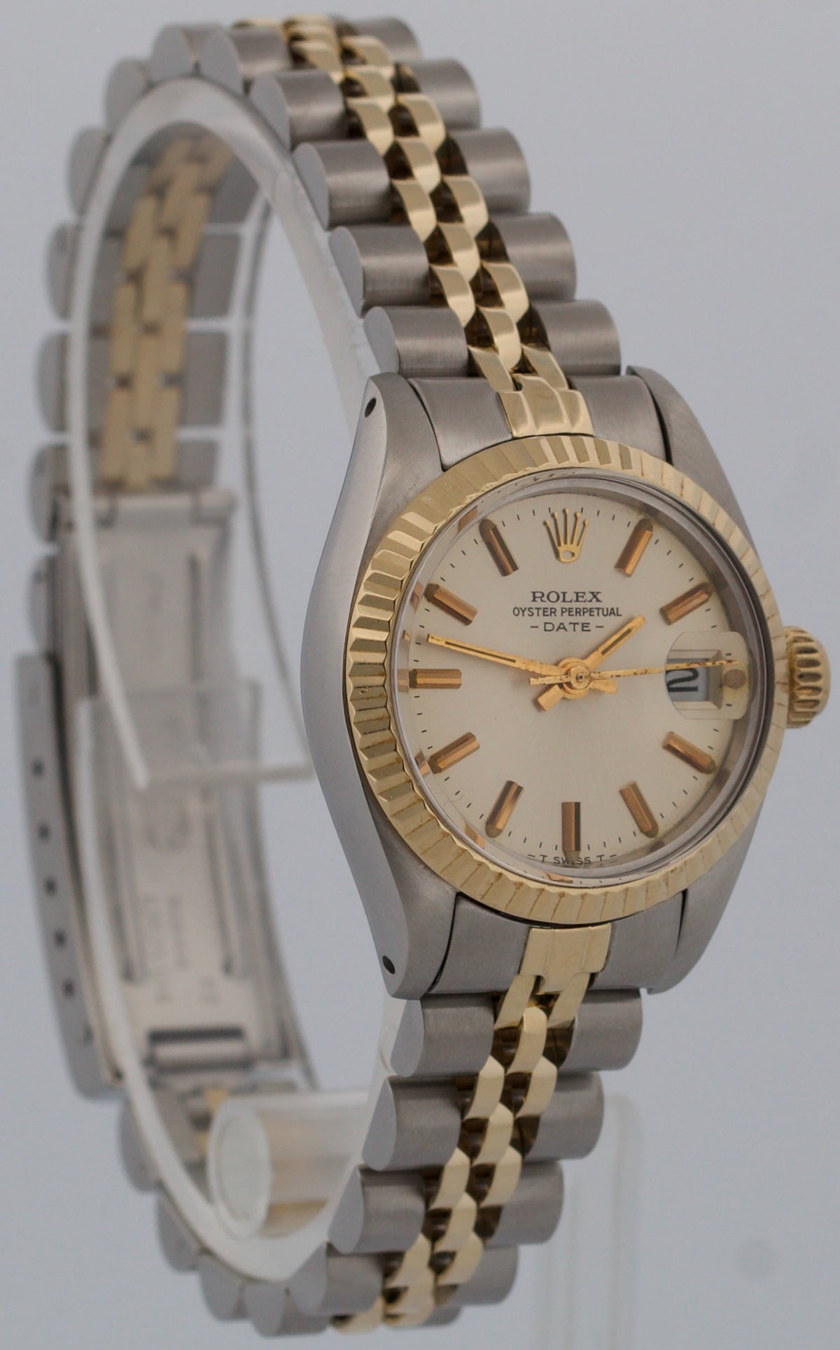 1981 Ladies Rolex Date 6917 26mm Silver Steel 18K Gold Jubilee Box Papers