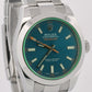 PAPERS Rolex Milgauss Z-Blue Green Crystal BLUE 40mm 116400 GV Steel Watch BOX