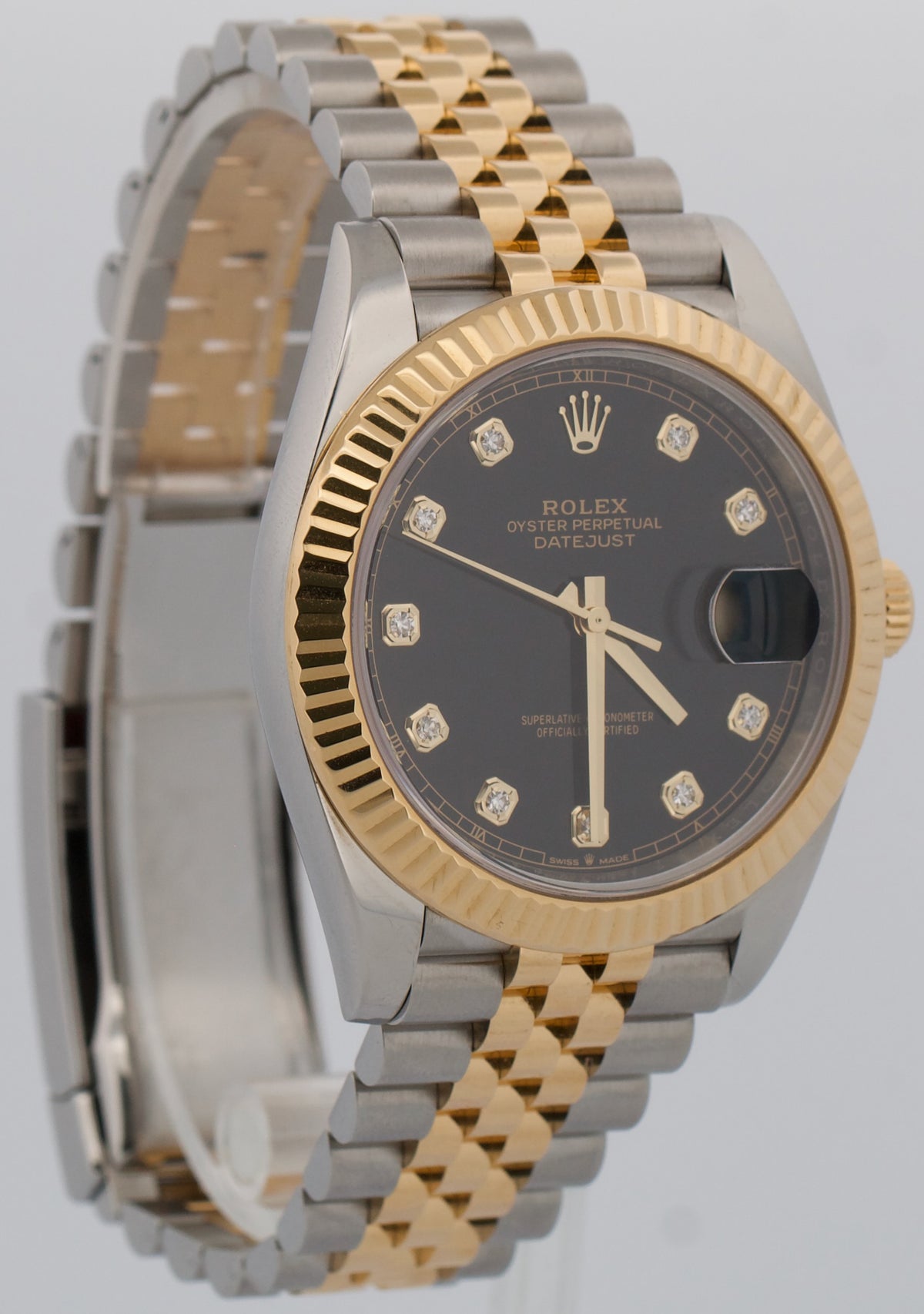 Rolex DateJust 41 126333 Black Diamond Steel 18K Yellow Gold 41mm Jubilee Watch