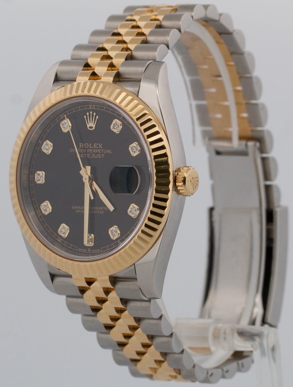 Rolex DateJust 41 126333 Black Diamond Steel 18K Yellow Gold 41mm Jubilee Watch