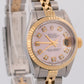 Ladies Rolex DateJust 26mm PINK MOP DIAMOND 18K Gold Steel JUBILEE Fluted 69173