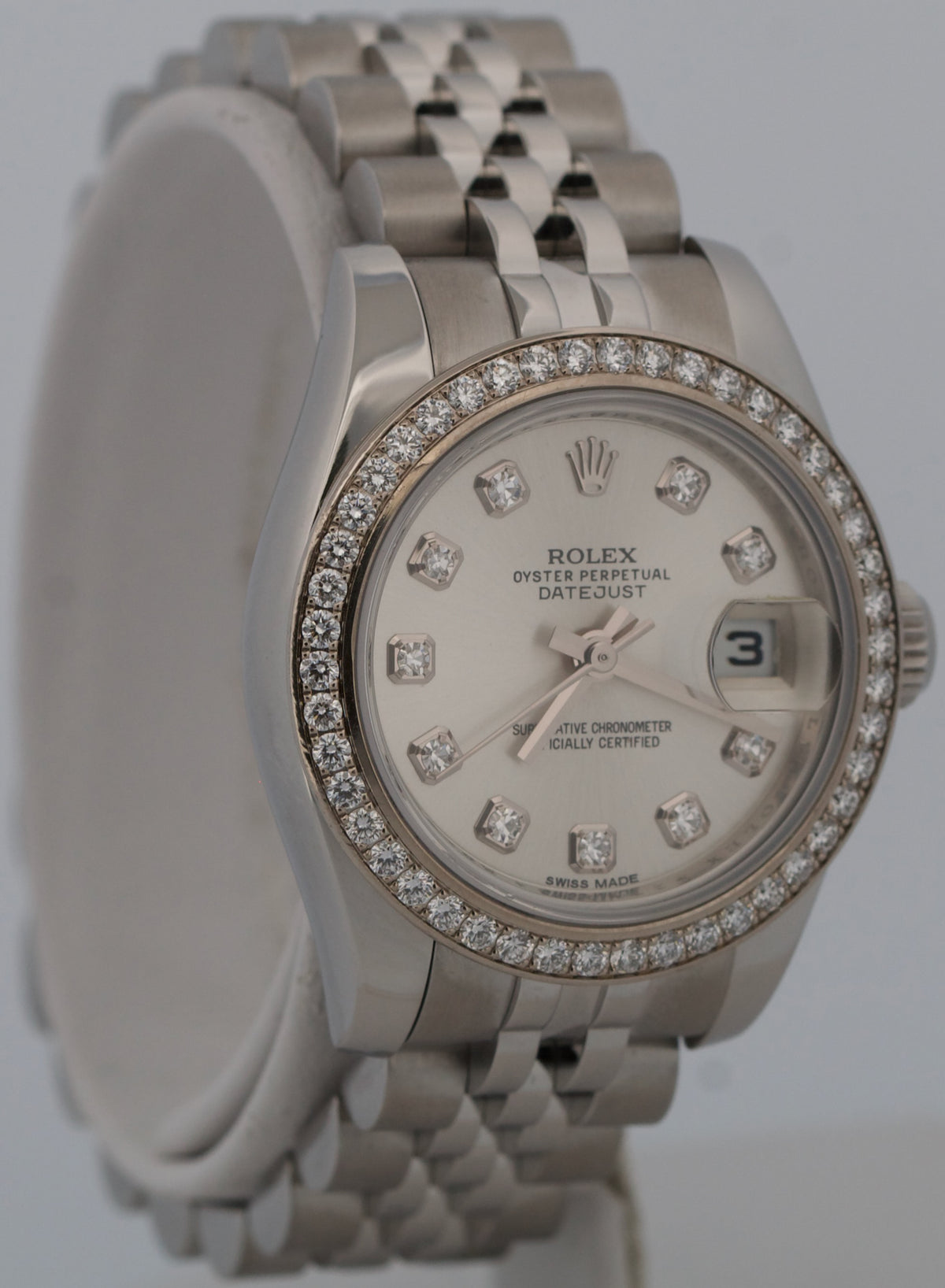 Rolex DateJust 179384 Silver Diamond Stainless Steel 18K Gold 26mm Jubilee Watch
