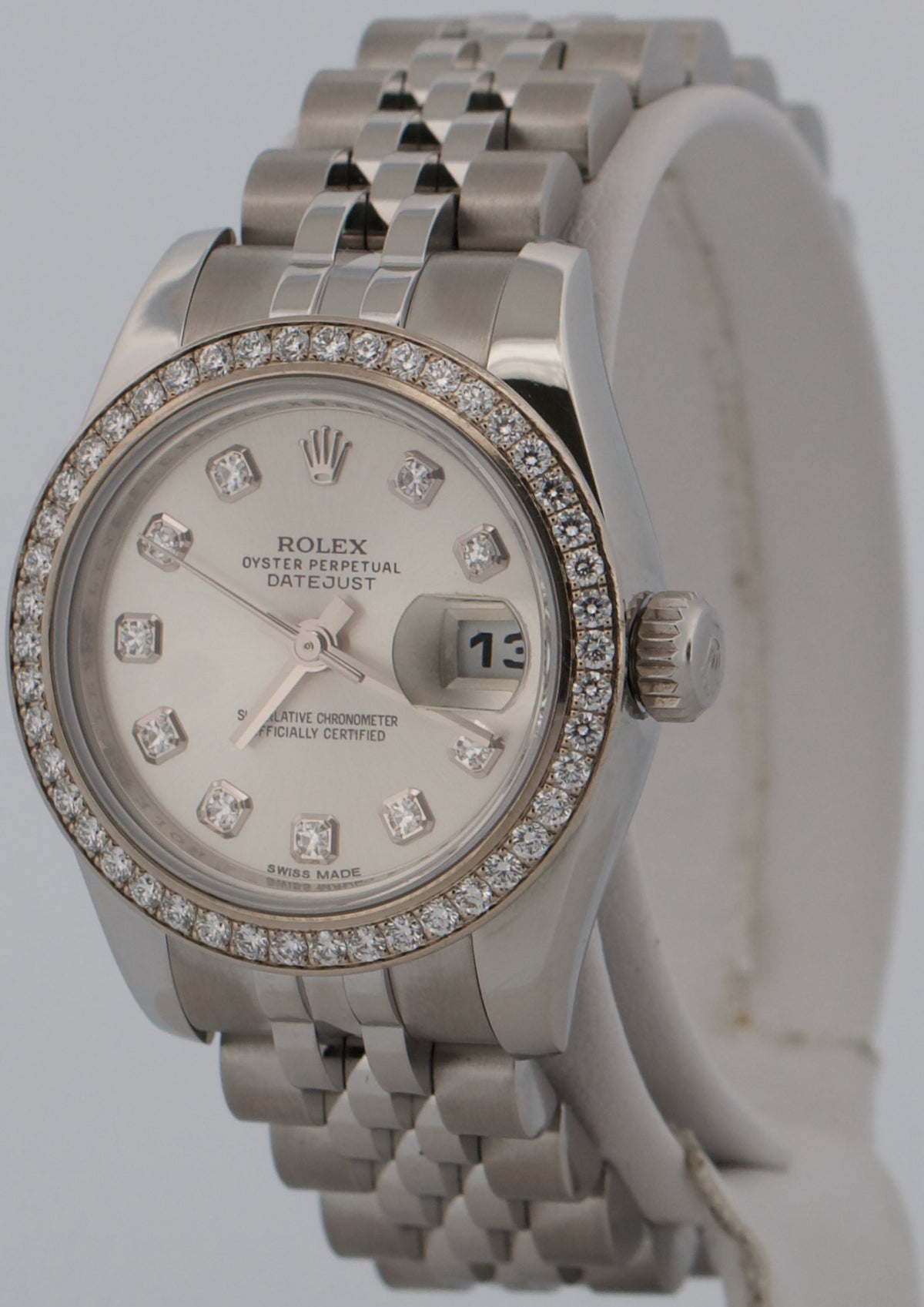Rolex DateJust 179384 Silver Diamond Stainless Steel 18K Gold 26mm Jubilee Watch
