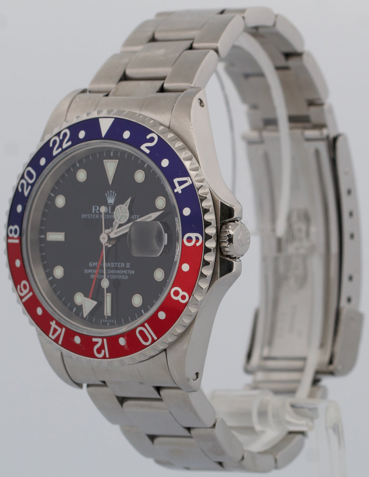 1999 Rolex GMT-Master II 16710 40mm Pepsi Red Blue Black Steel Swiss-Only Box
