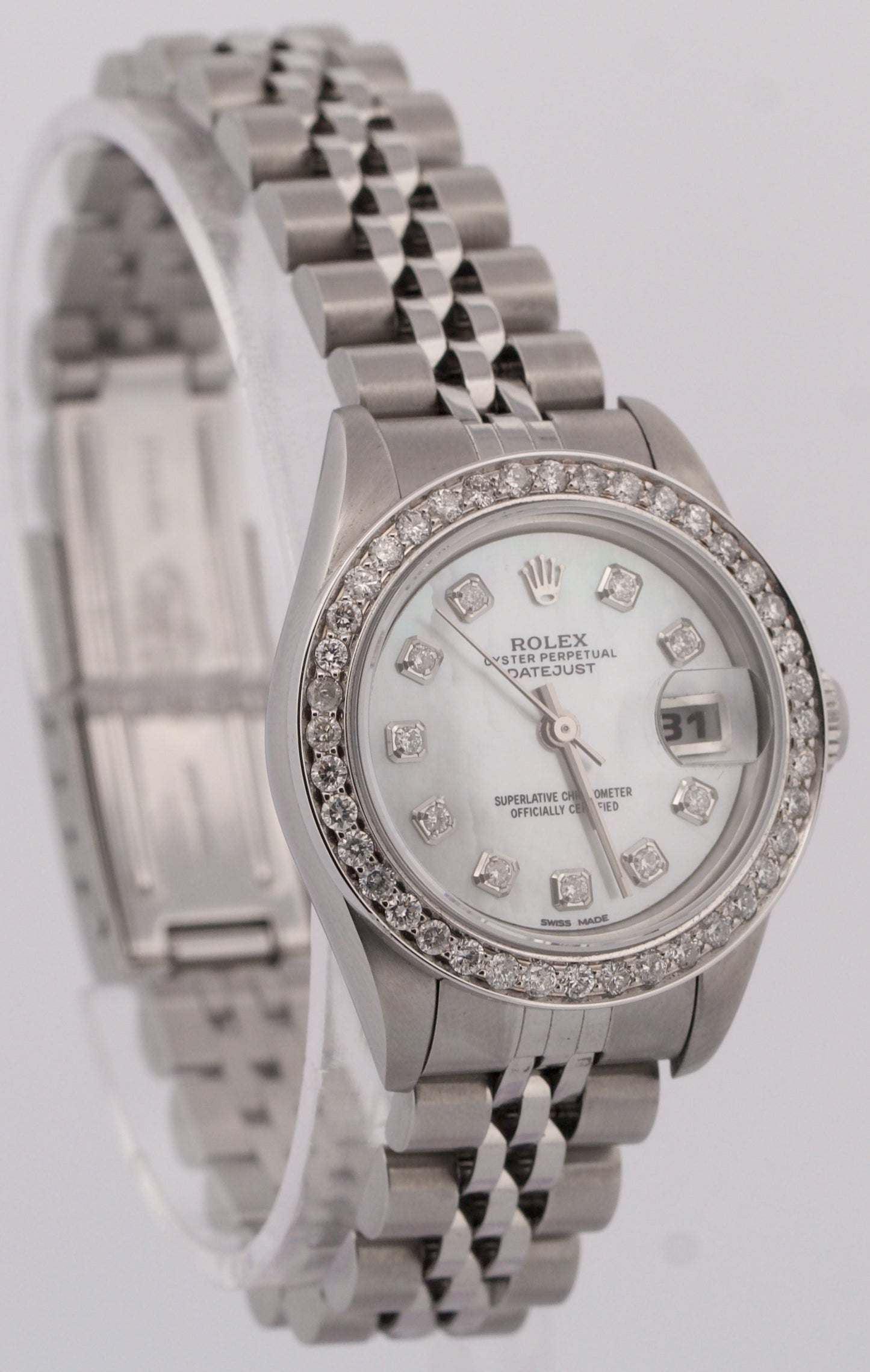 PAPERS Ladies Rolex DateJust MOTHER OF PEARL DIAMOND 26mm MOP 79240 Steel BOX