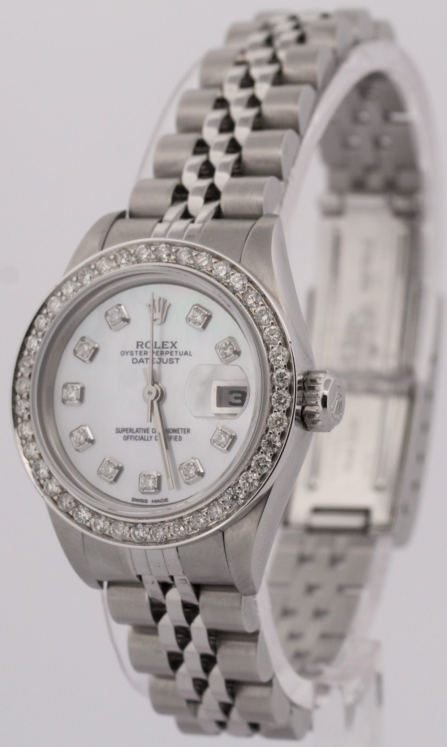 PAPERS Ladies Rolex DateJust MOTHER OF PEARL DIAMOND 26mm MOP 79240 Steel BOX