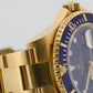 UNPOLISHED Rolex Submariner Date BLUE 18K Yellow Gold NO-HOLES 40mm 16618 Watch