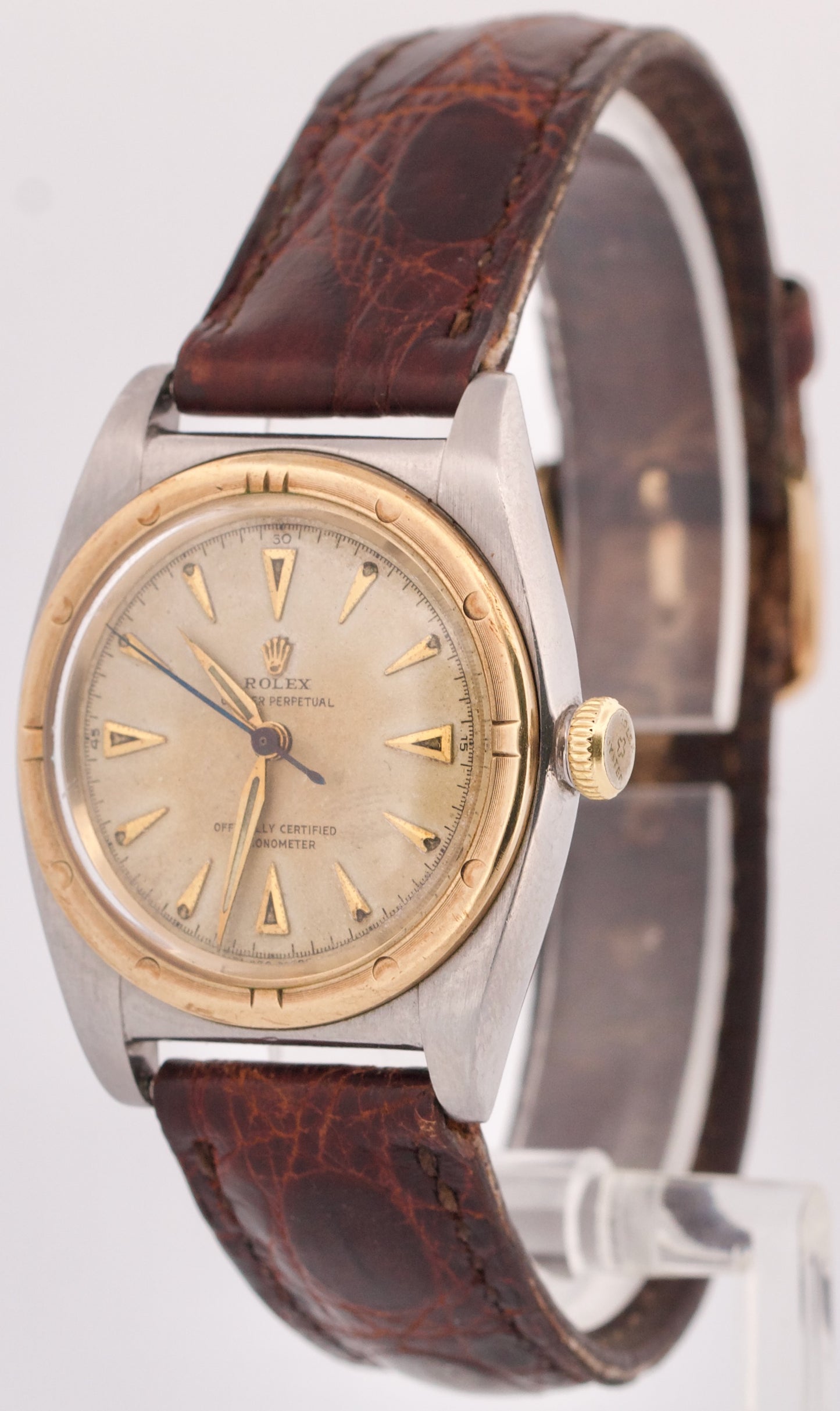 1958 Vintage Rolex Oyster Perpetual BUBBLEBACK 3372 ORIGINAL Gold 32mm Watch