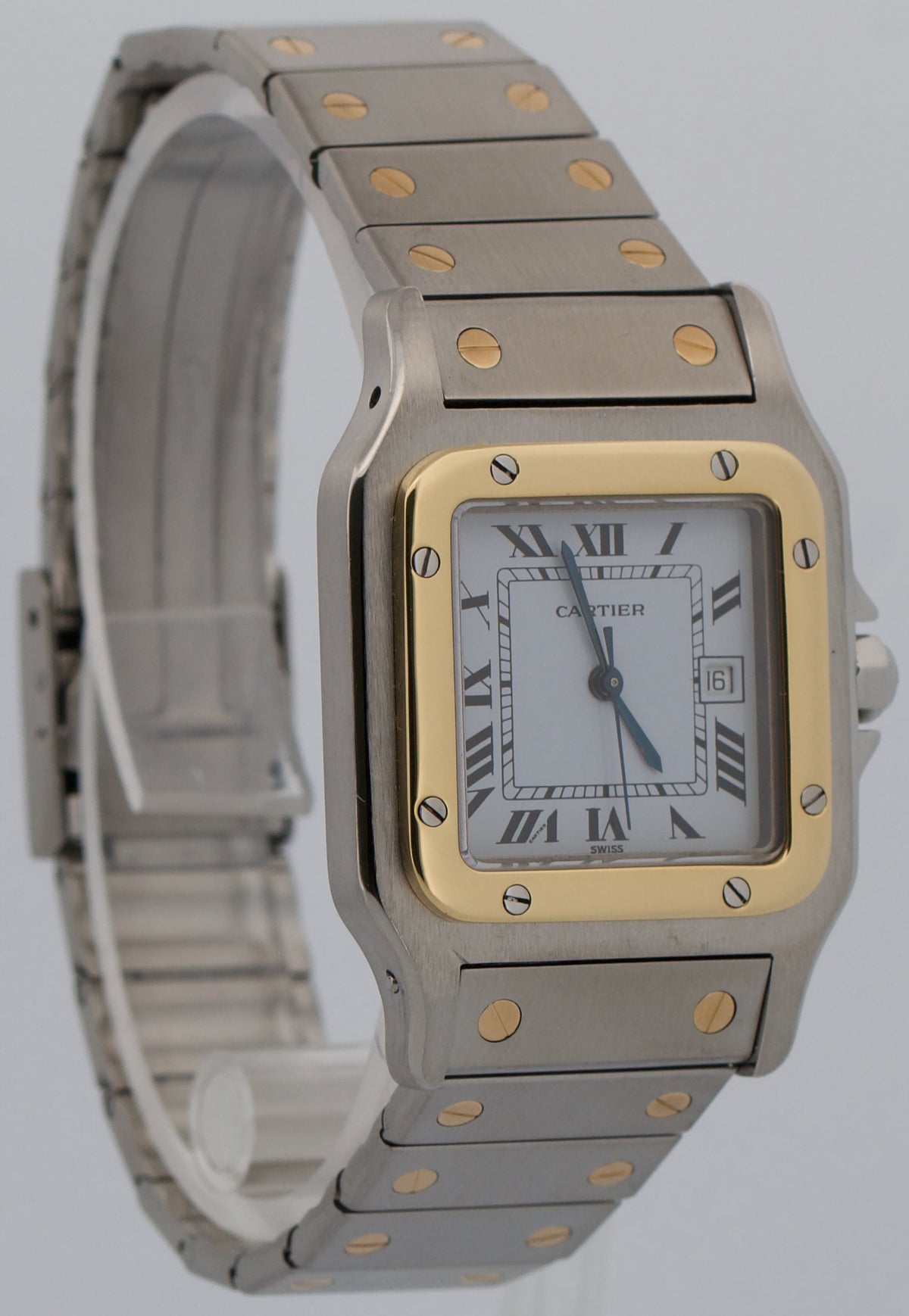 Cartier Santos Carree 2961 Two-Tone White Roman 18k Steel Automatic 29mm Watch