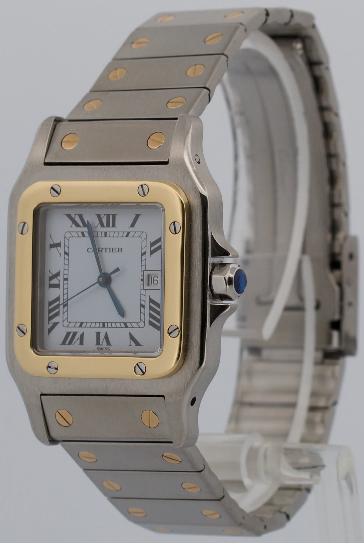 Cartier Santos Carree 2961 Two-Tone White Roman 18k Steel Automatic 29mm Watch