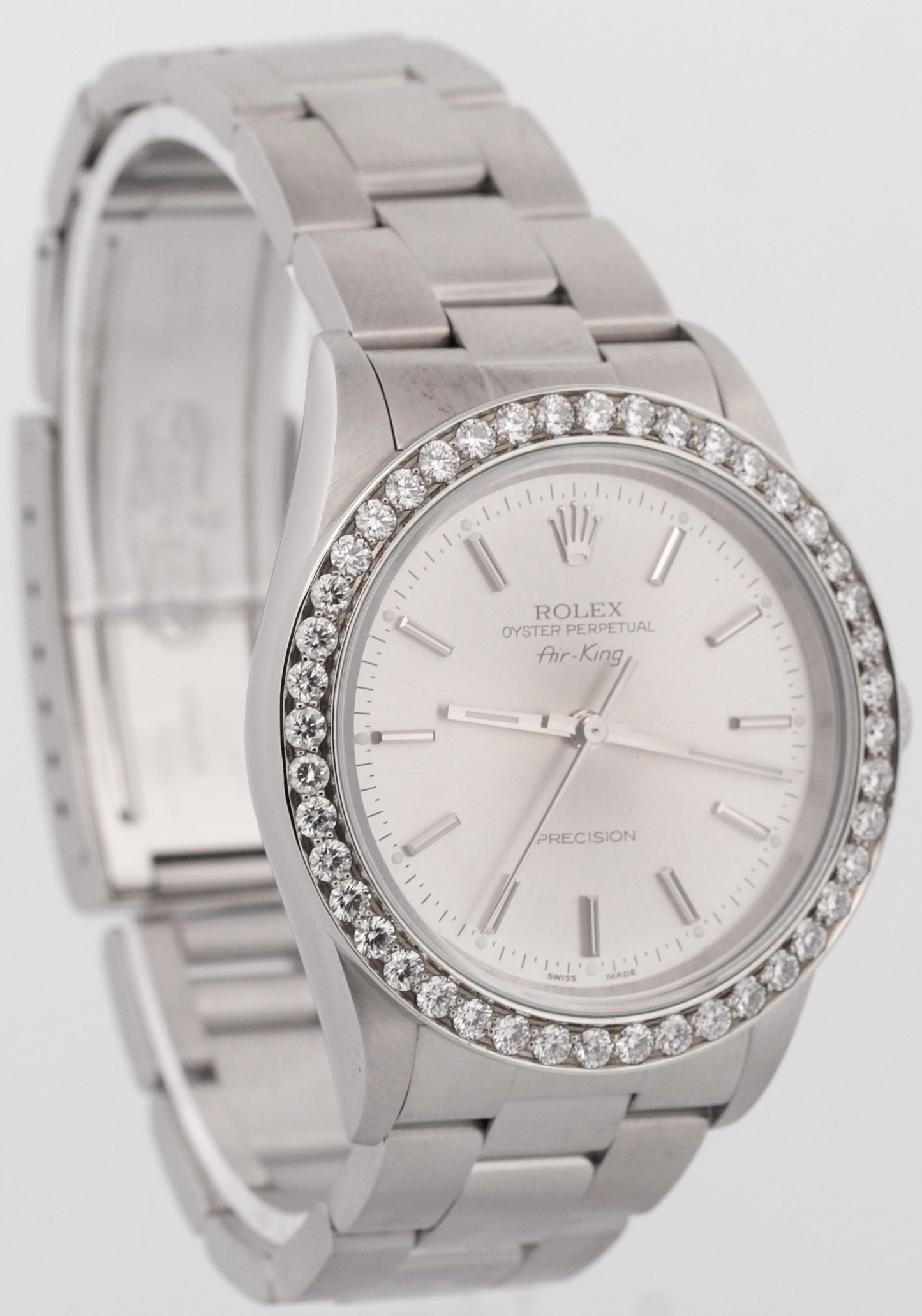 Rolex Air-King Precision SILVER DIAMOND Stainless Steel 34mm Oyster Watch 14000M