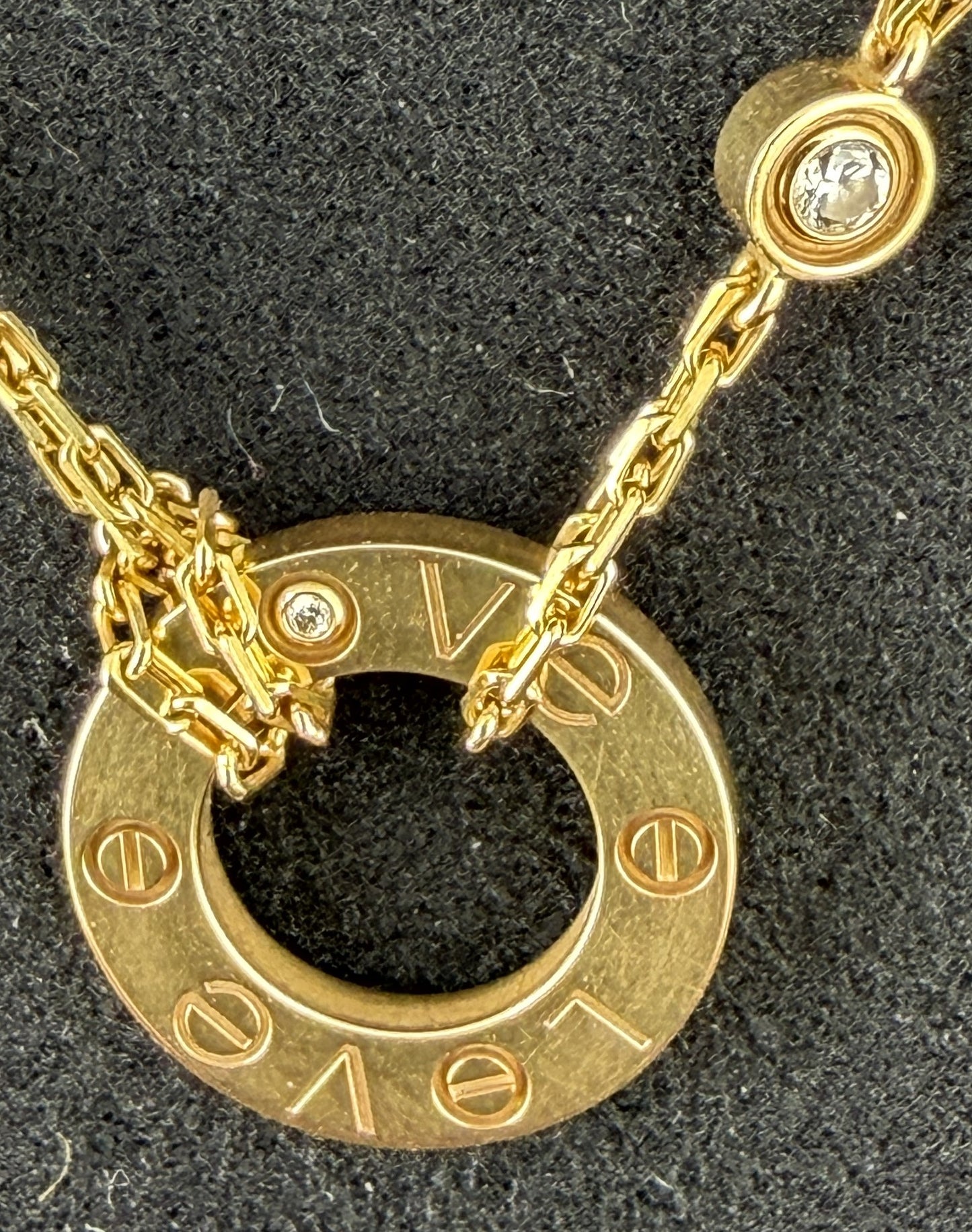 Cartier LOVE Pendant 2 DIAMONDS 18k Yellow Gold 6.3gr Adjustable Chain BOX