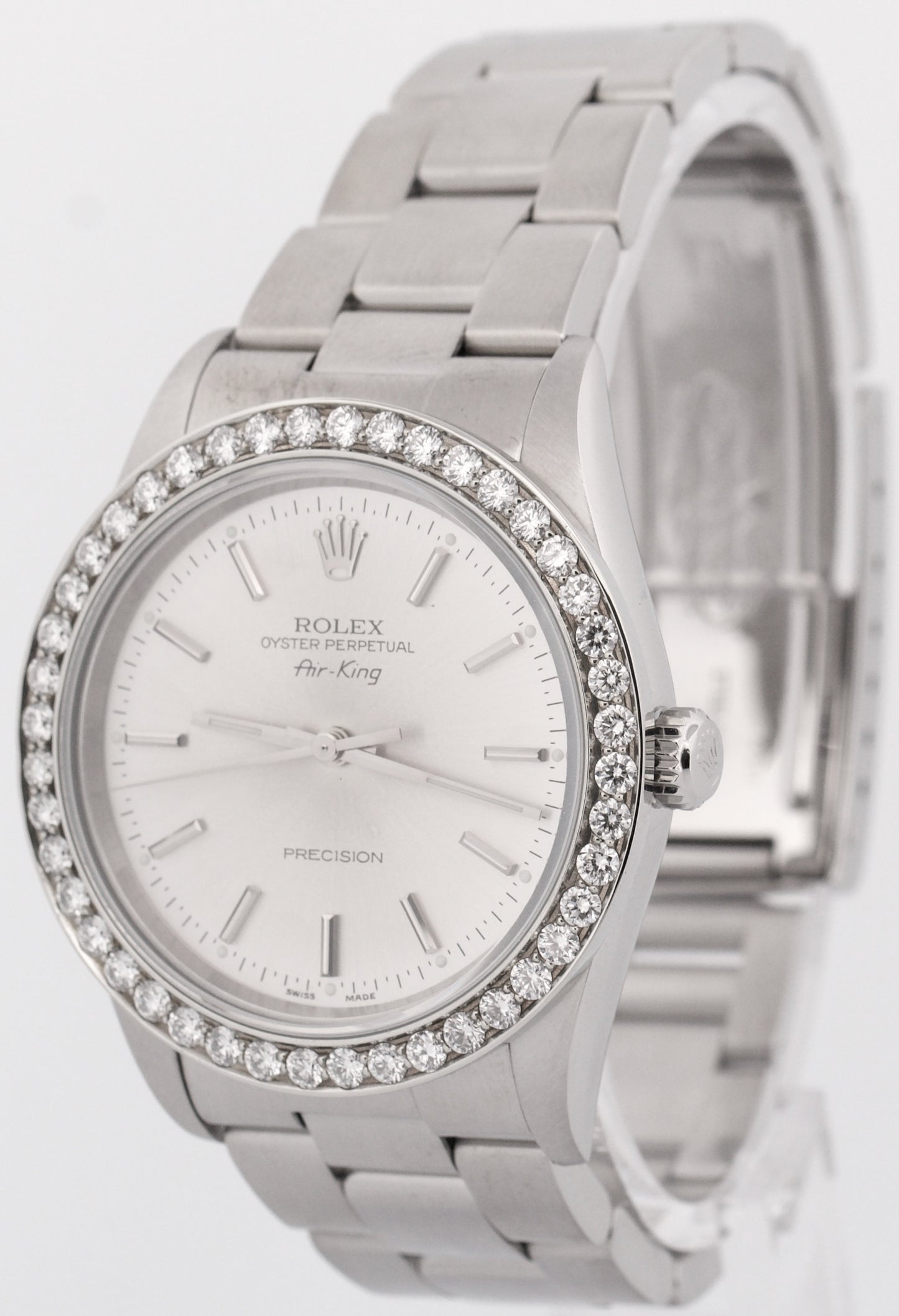 Rolex Air-King Precision SILVER DIAMOND Stainless Steel 34mm Oyster Watch 14000M