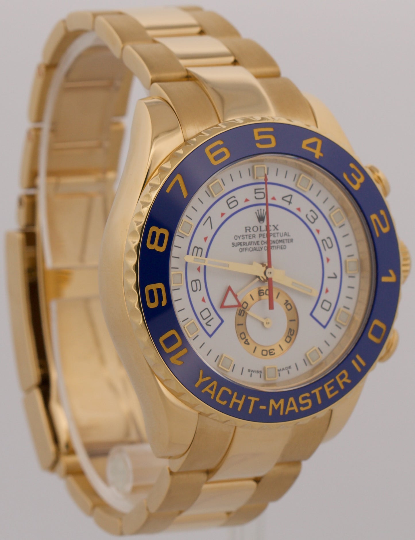 Rolex Yacht-Master II WHITE 18K Yellow Gold Blue Regatta Ceramic 44mm 116688