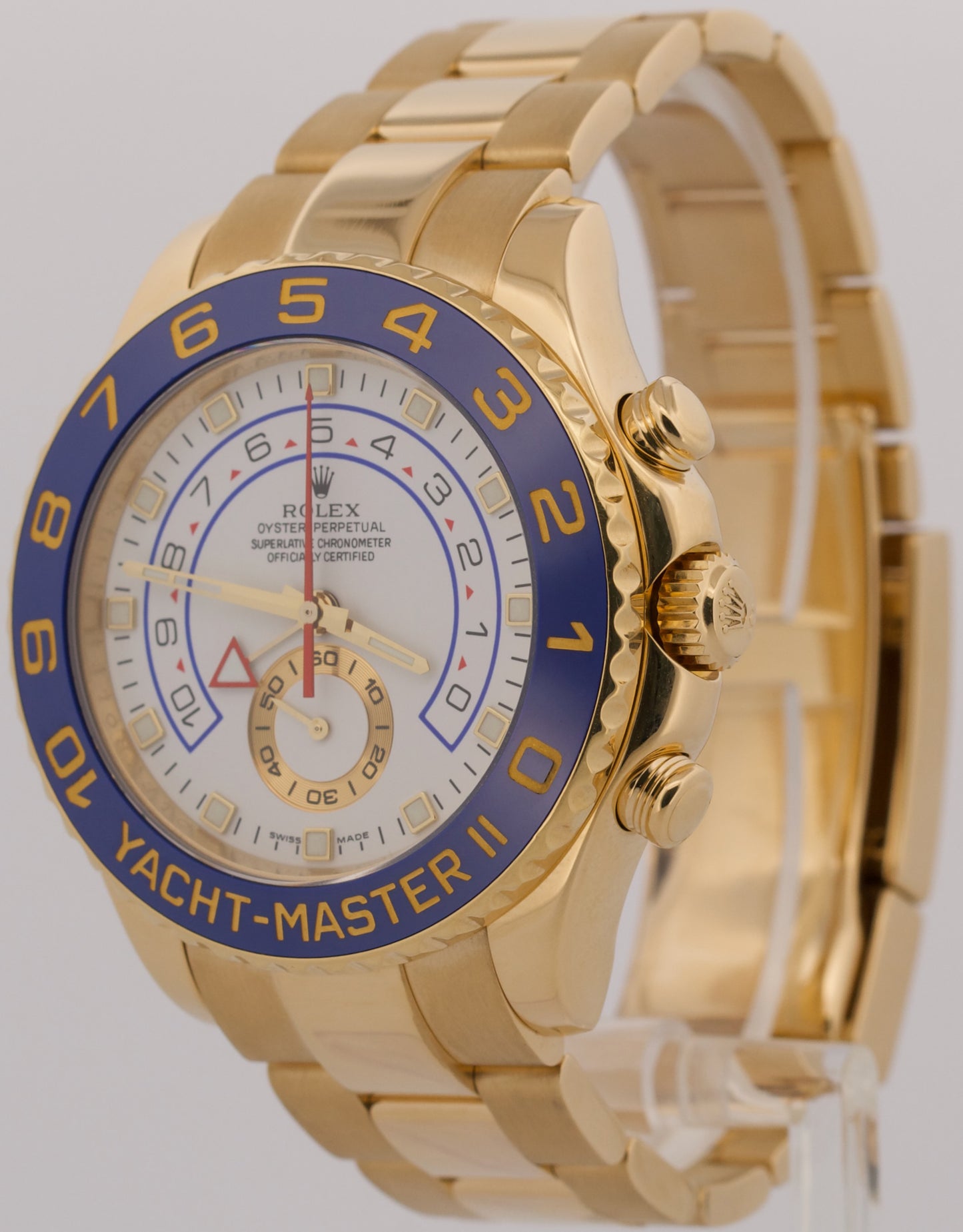 Rolex Yacht-Master II WHITE 18K Yellow Gold Blue Regatta Ceramic 44mm 116688