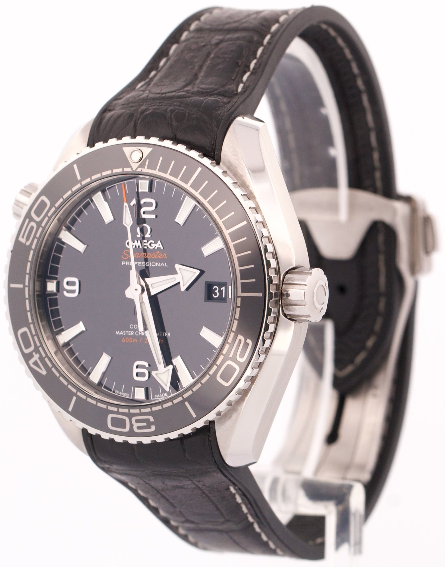 Omega Seamaster Planet Ocean BLACK Steel Leather 43.5mm 215.33.44.21.01.001 BOX