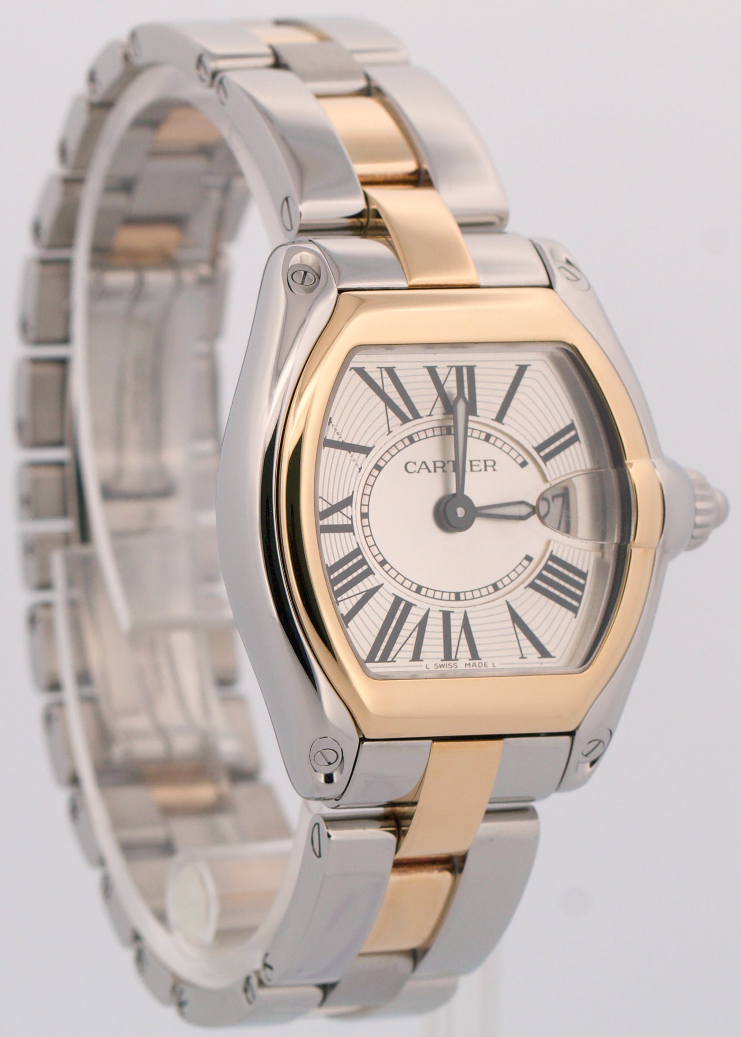 Ladies Cartier Roadster SILVER Roman 31mm Quartz 18K Steel 2675 W62026Y4 Watch