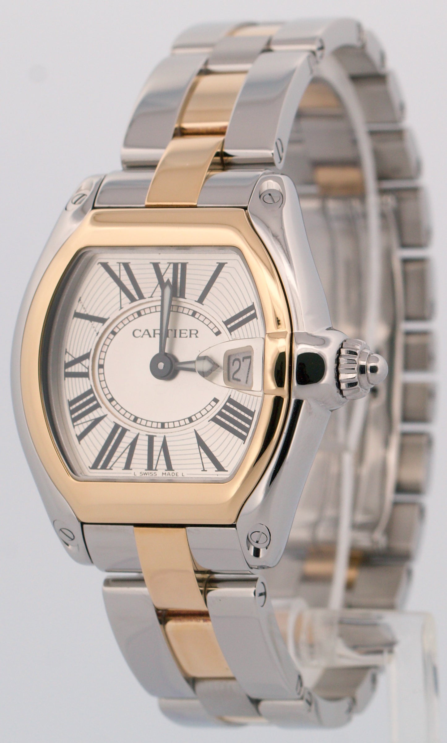Ladies Cartier Roadster SILVER Roman 31mm Quartz 18K Steel 2675 W62026Y4 Watch