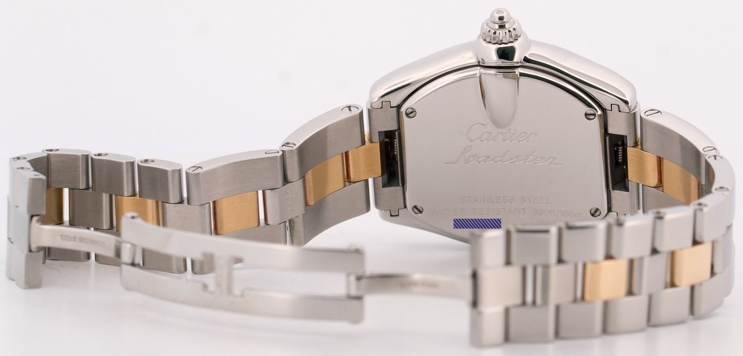 Ladies Cartier Roadster SILVER Roman 31mm Quartz 18K Steel 2675 W62026Y4 Watch