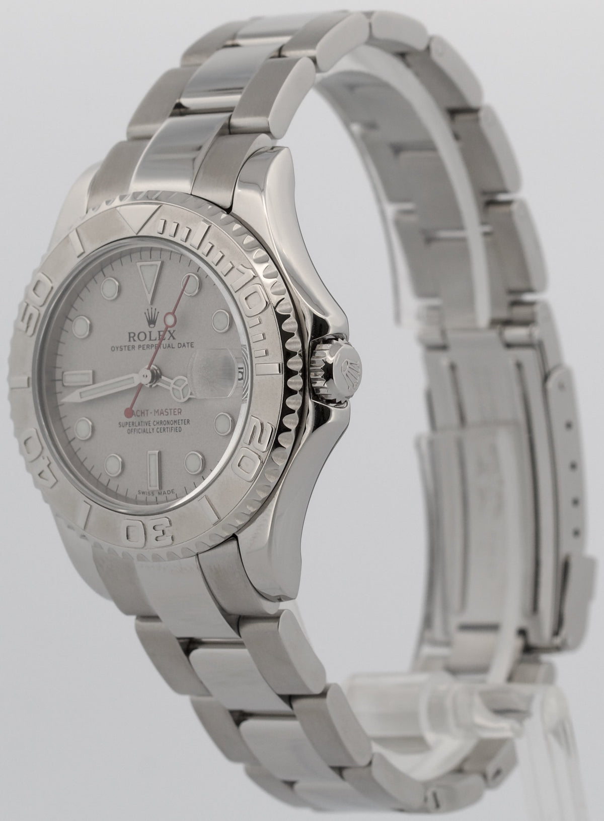 2003 Rolex Yacht-Master 168622 Platinum Stainless Steel 35mm Watch Box Papers