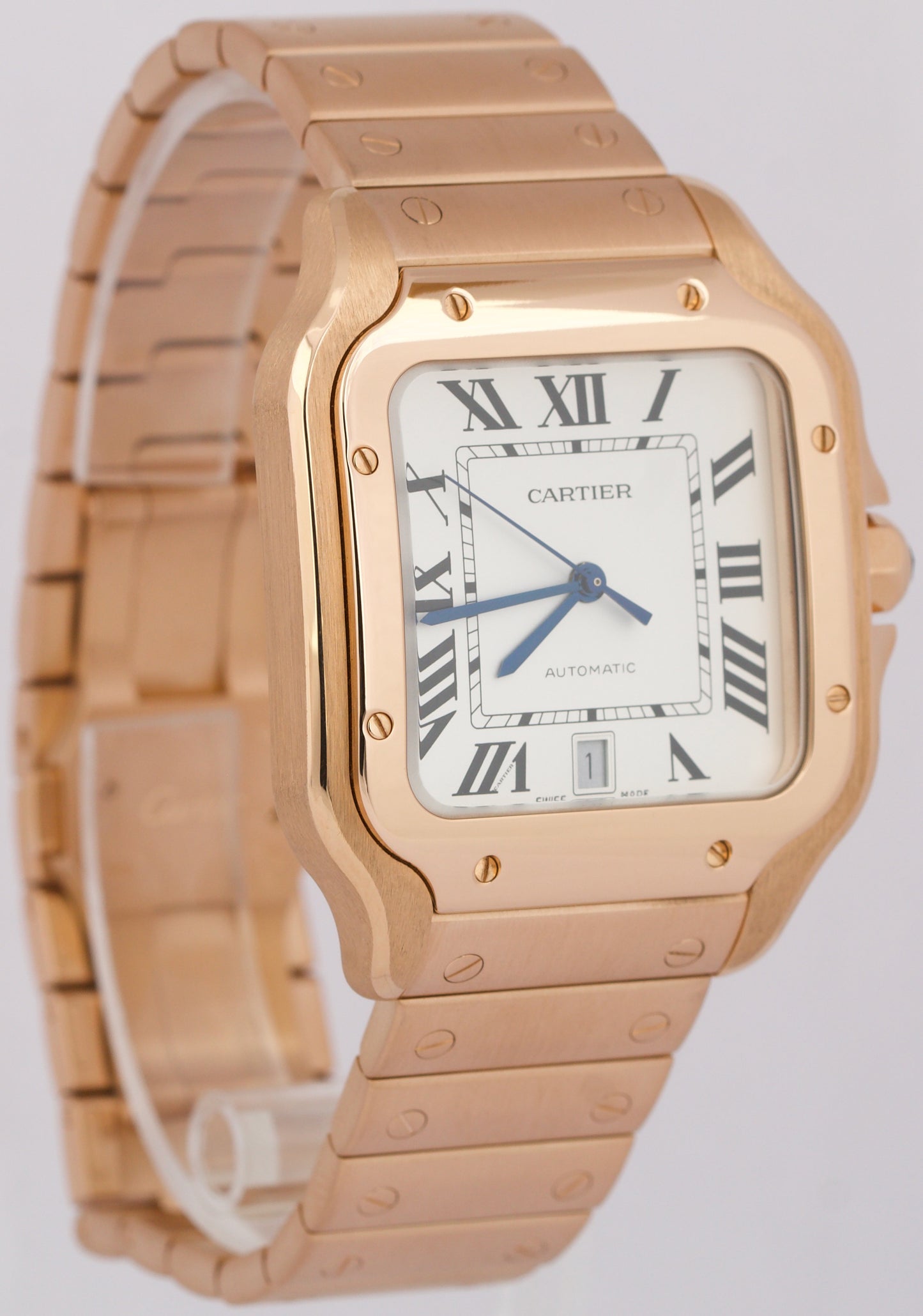 MINT PAPERS Cartier Santos 39.8mm 18K Rose Gold Watch Leather 4071 WHSA0018 BOX