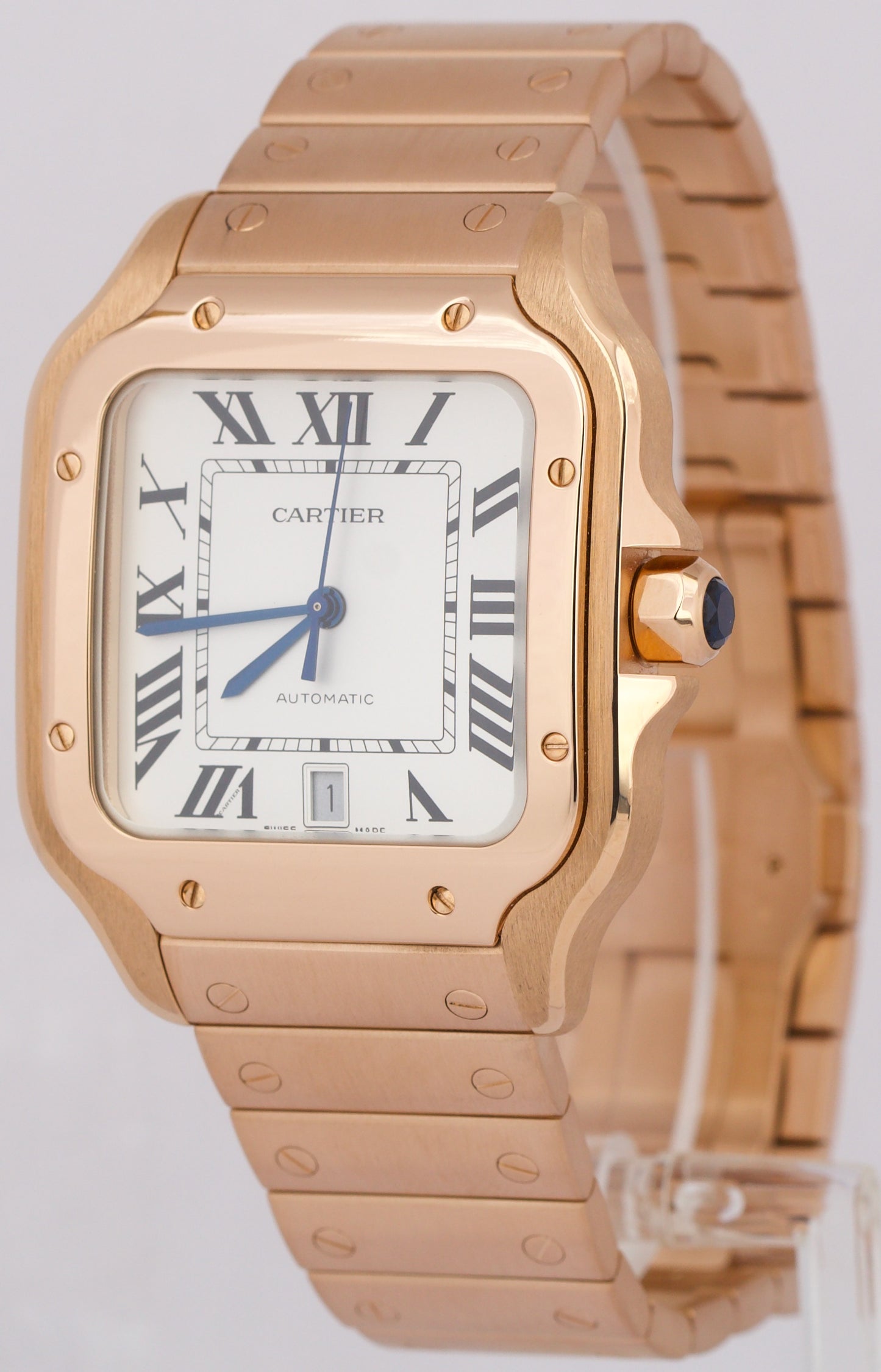 MINT PAPERS Cartier Santos 39.8mm 18K Rose Gold Watch Leather 4071 WHSA0018 BOX