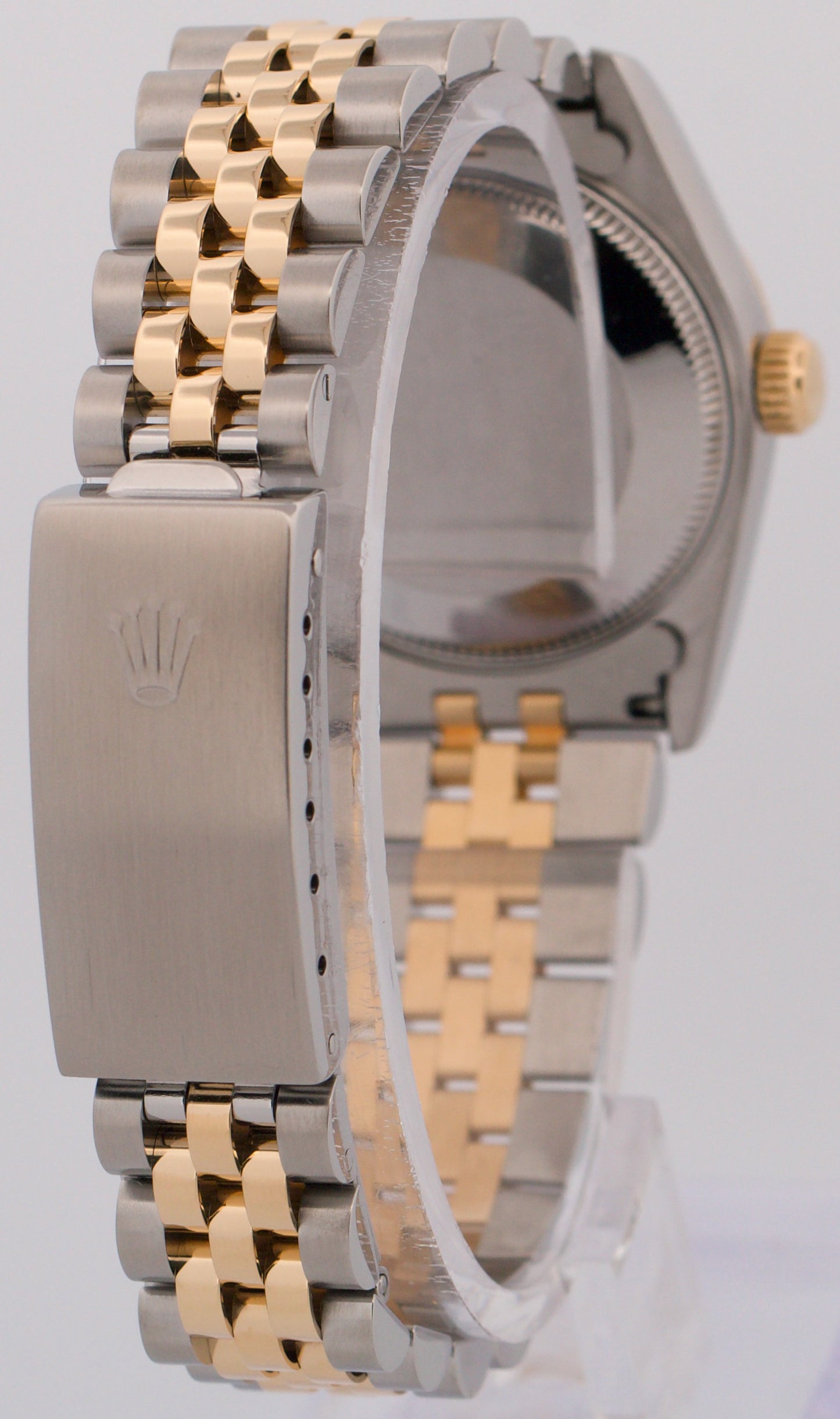 Rolex DateJust 31mm Midsize Two-Tone BLACK 18K Yellow Gold Fluted Watch 68273