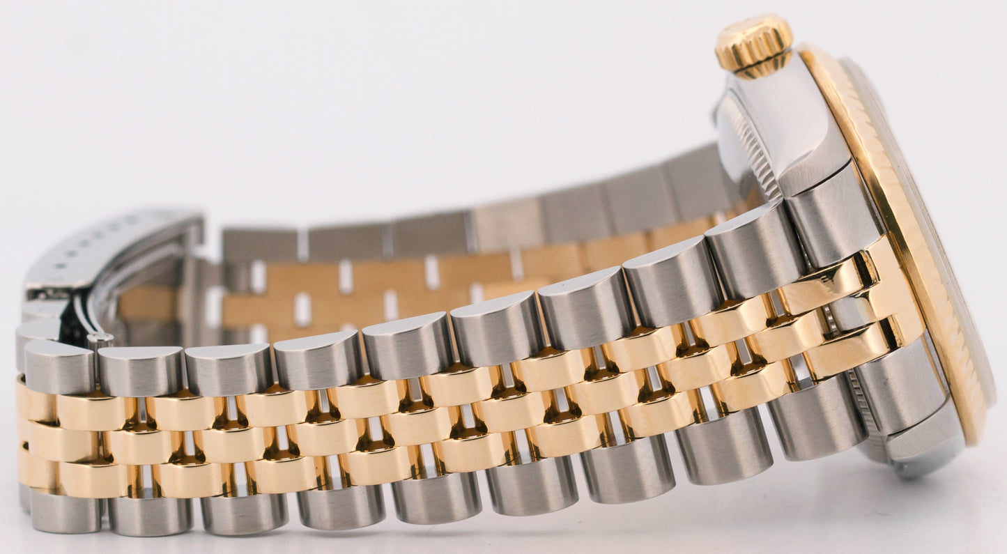 Rolex DateJust 31mm Midsize Two-Tone BLACK 18K Yellow Gold Fluted Watch 68273