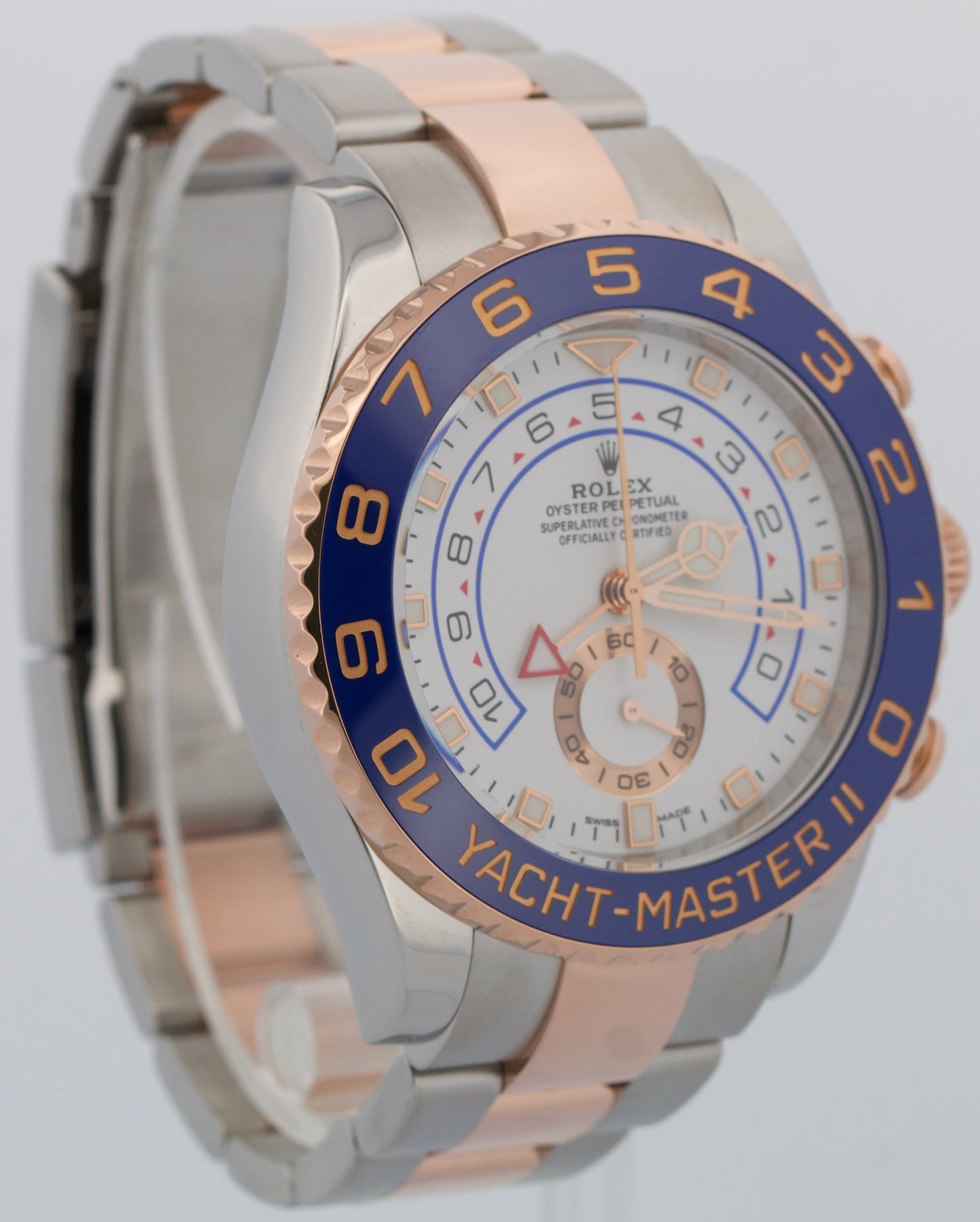 Rolex Yacht-Master II WHITE Two-Tone Steel NEW HANDS 18K Rose Gold 44mm 116681