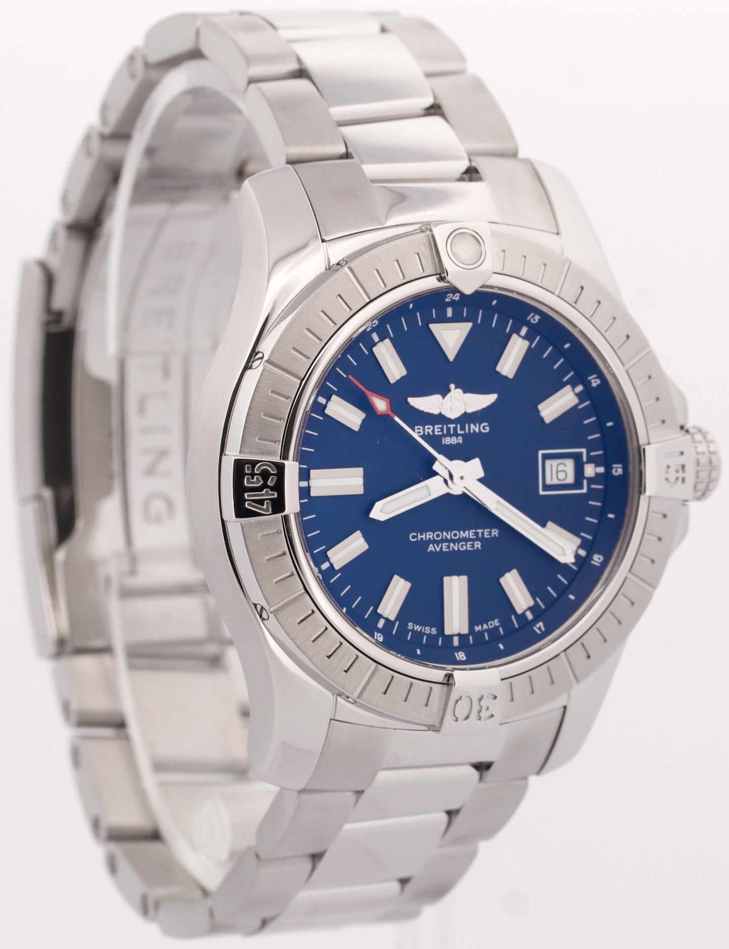 2024 PAPERS Breitling Avenger 43 BLUE Stainless Steel 43mm Watch A17318 BOX