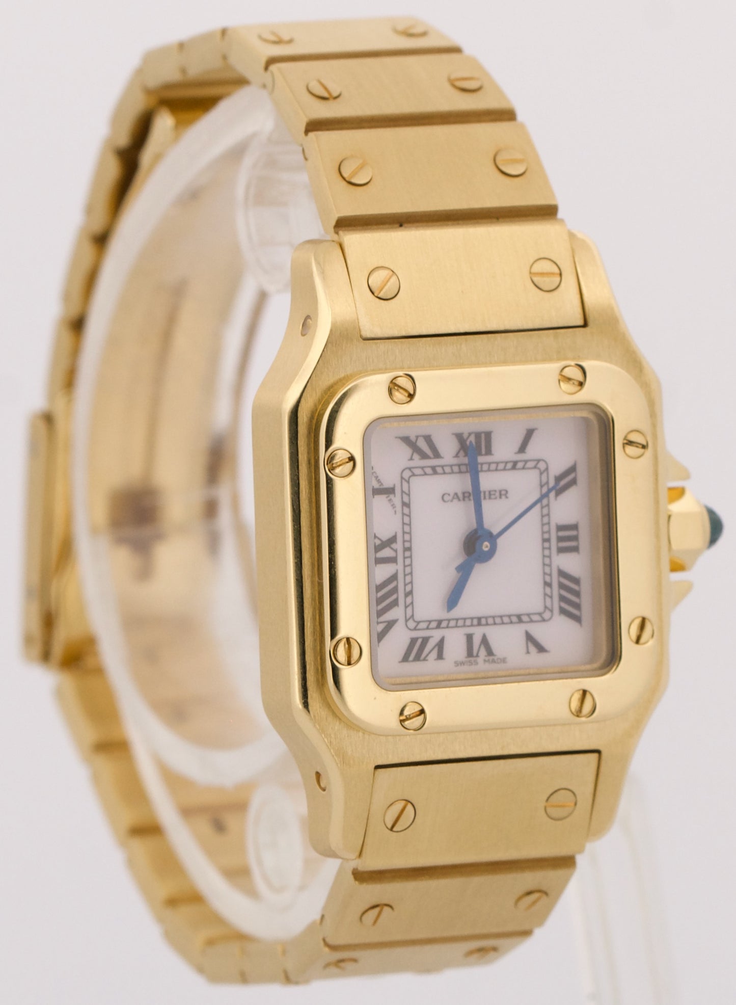 2025 SERVICE Cartier Santos Carree WHITE ROMAN 18k Gold Automatic 24mm 0901