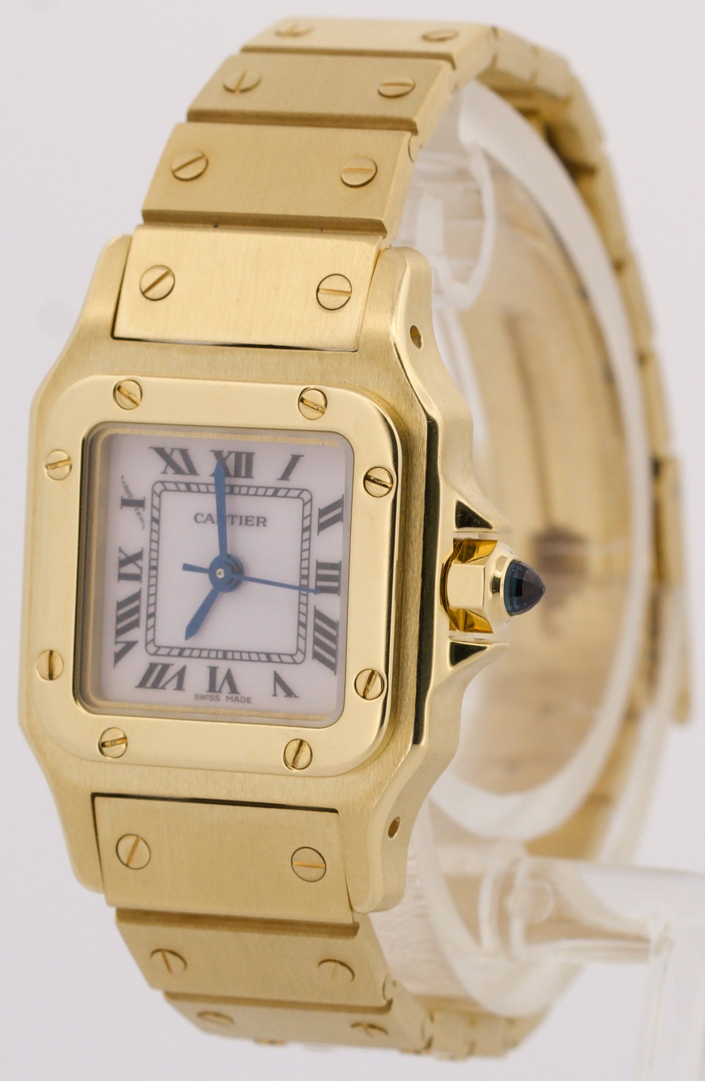2025 SERVICE Cartier Santos Carree WHITE ROMAN 18k Gold Automatic 24mm 0901