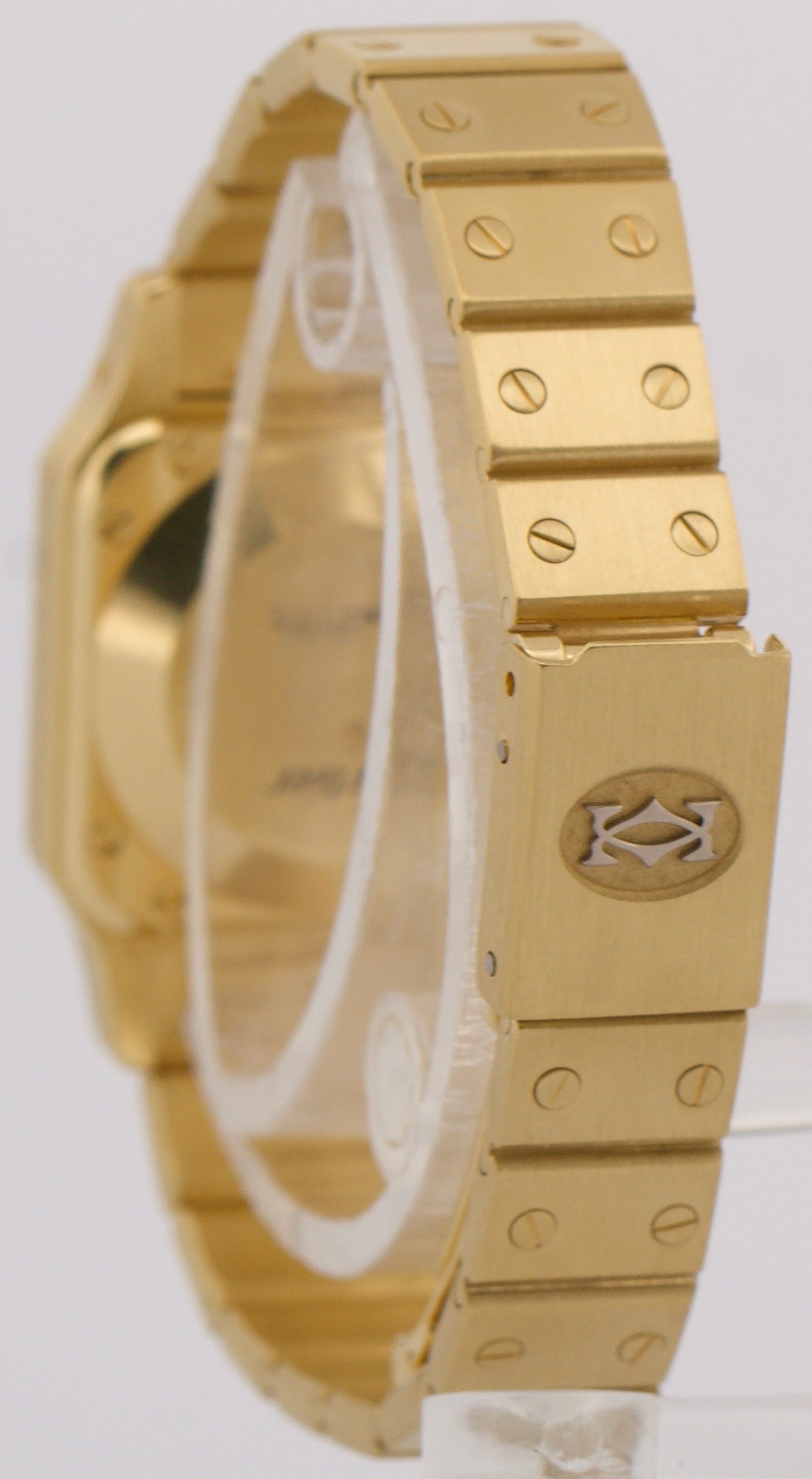 2025 SERVICE Cartier Santos Carree WHITE ROMAN 18k Gold Automatic 24mm 0901