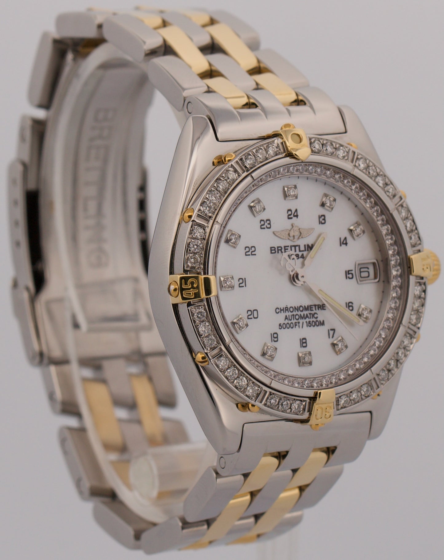2013 PAPERS Breitling Windrider Wings MOP DIAMOND 38mm Steel Watch B10050 BOX