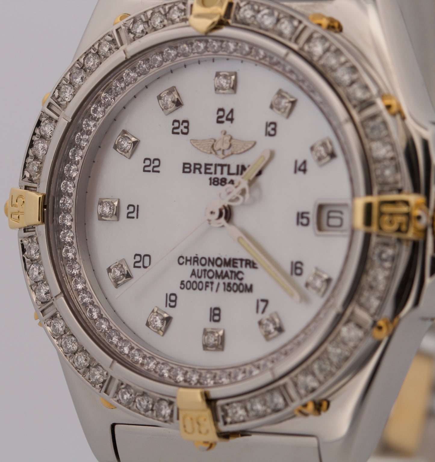 2013 PAPERS Breitling Windrider Wings MOP DIAMOND 38mm Steel Watch B10050 BOX