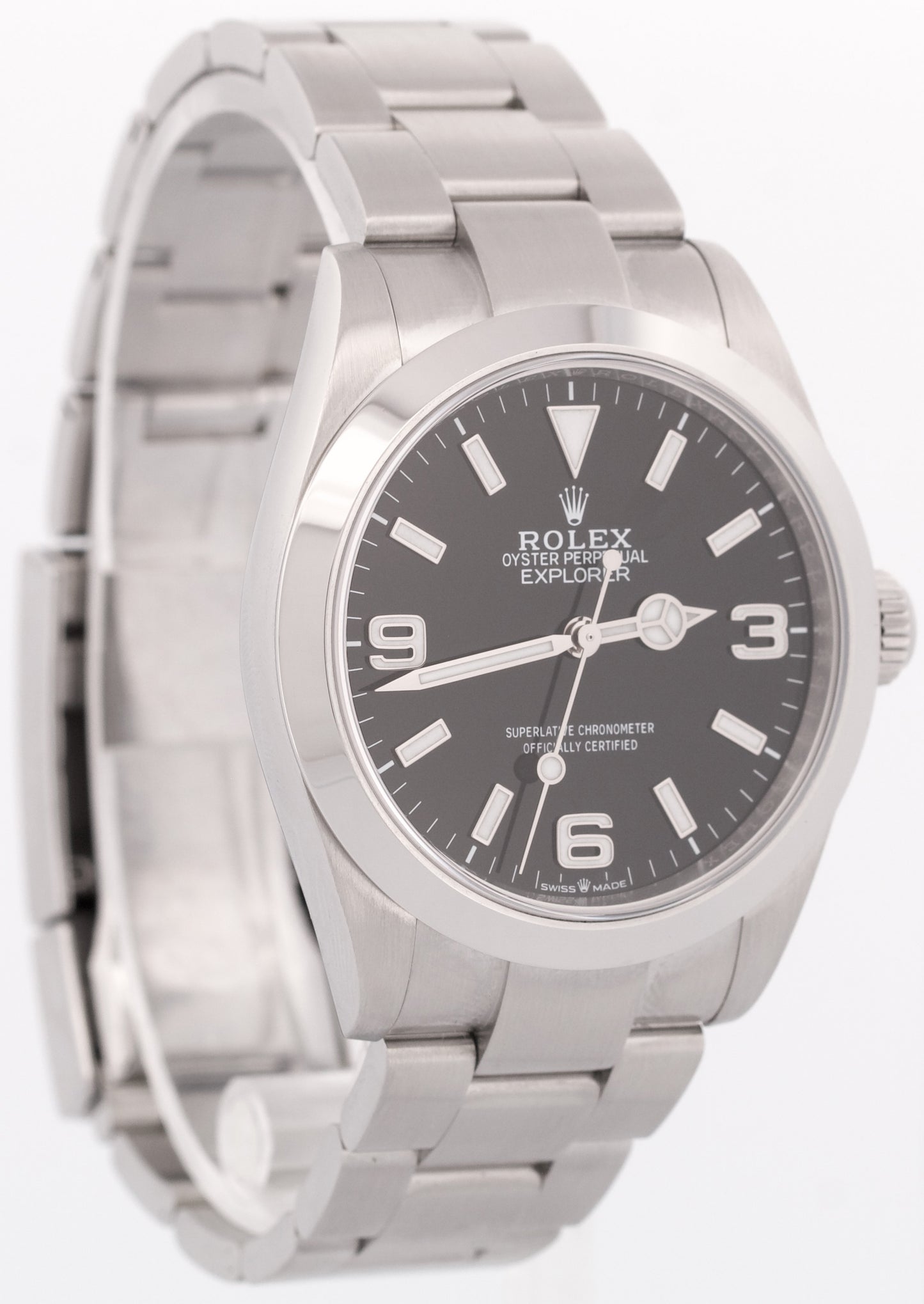 Rolex Explorer 40mm BLACK Stainless Steel 3-6-9 Oyster Smooth 224270 Watch