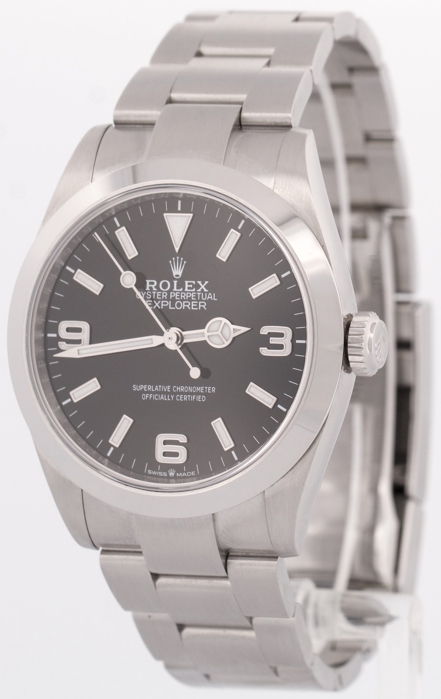 Rolex Explorer 40mm BLACK Stainless Steel 3-6-9 Oyster Smooth 224270 Watch