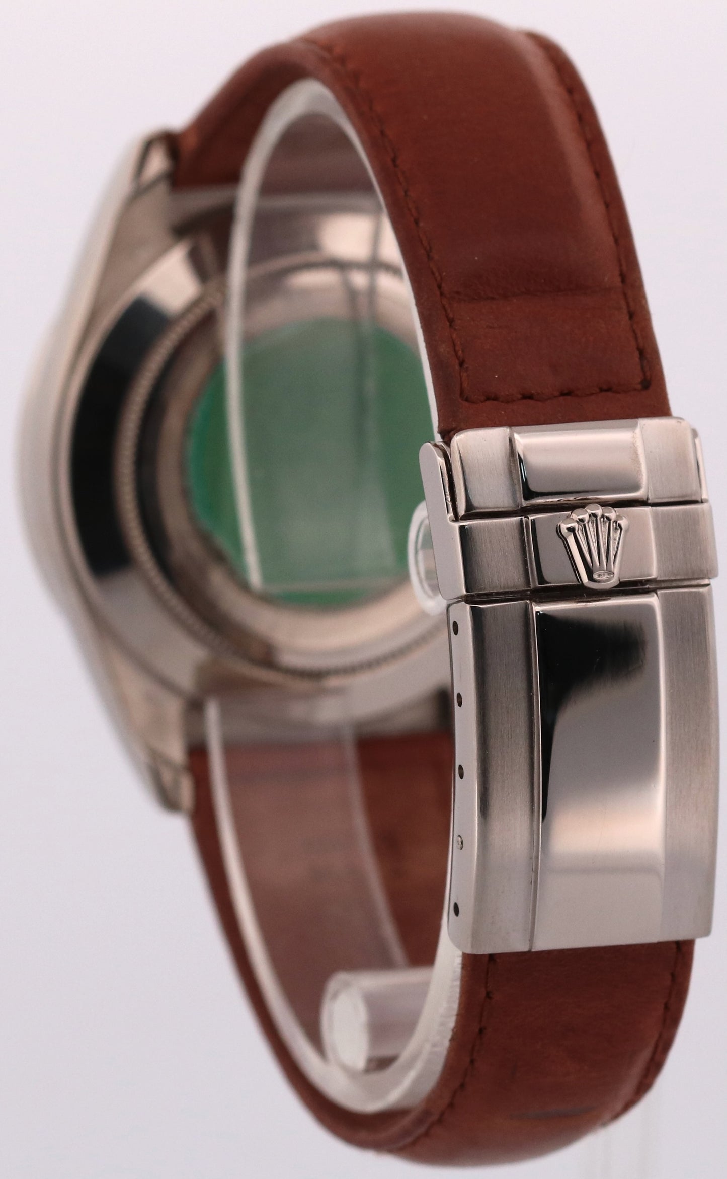 1997 PAPERS Rolex Daytona WHITE ARABIC 18K Gold Brown Leather 40mm 16519 BOX