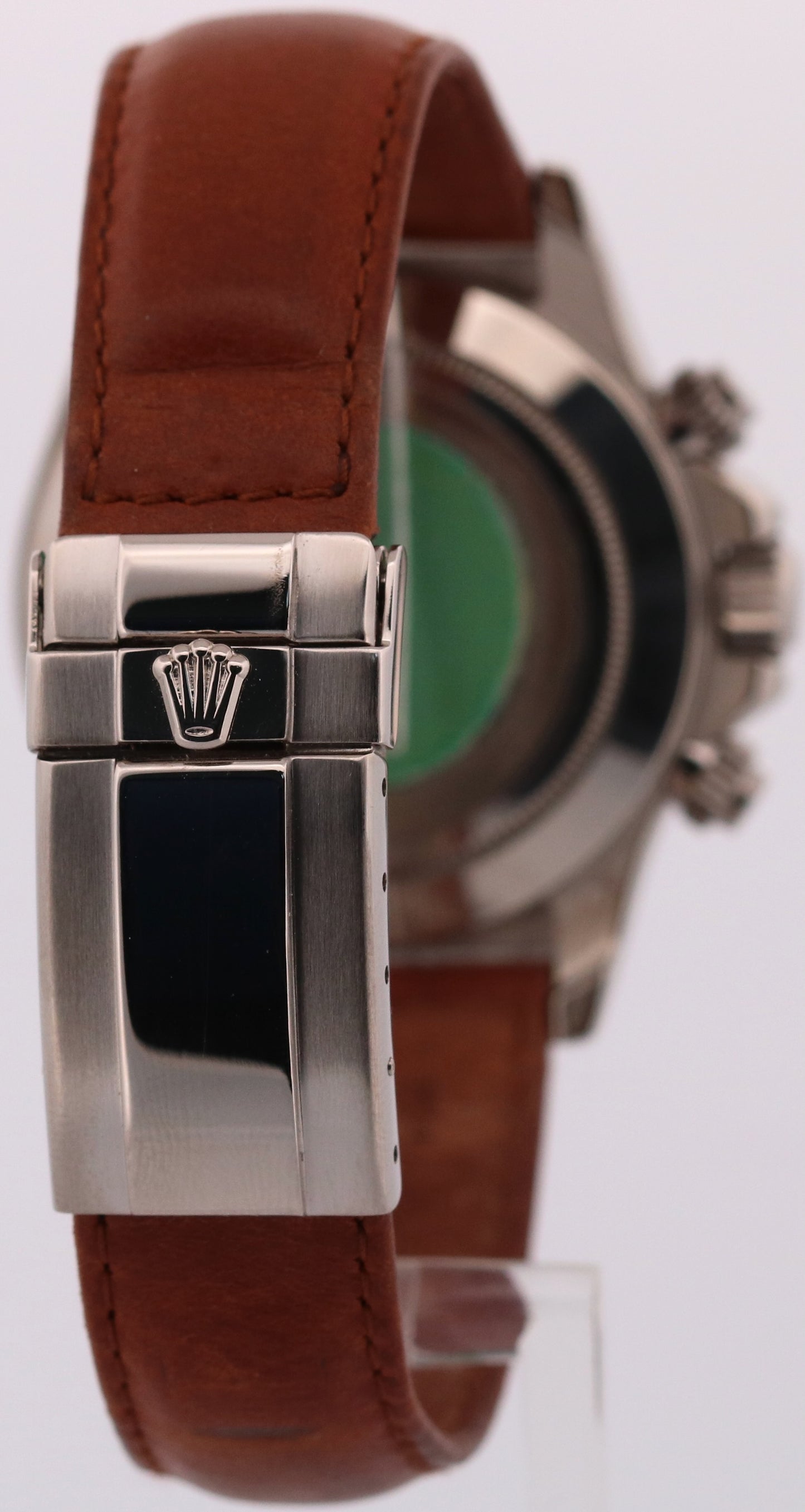 1997 PAPERS Rolex Daytona WHITE ARABIC 18K Gold Brown Leather 40mm 16519 BOX