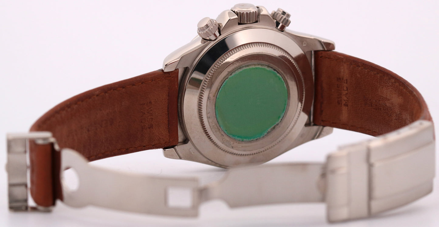 1997 PAPERS Rolex Daytona WHITE ARABIC 18K Gold Brown Leather 40mm 16519 BOX