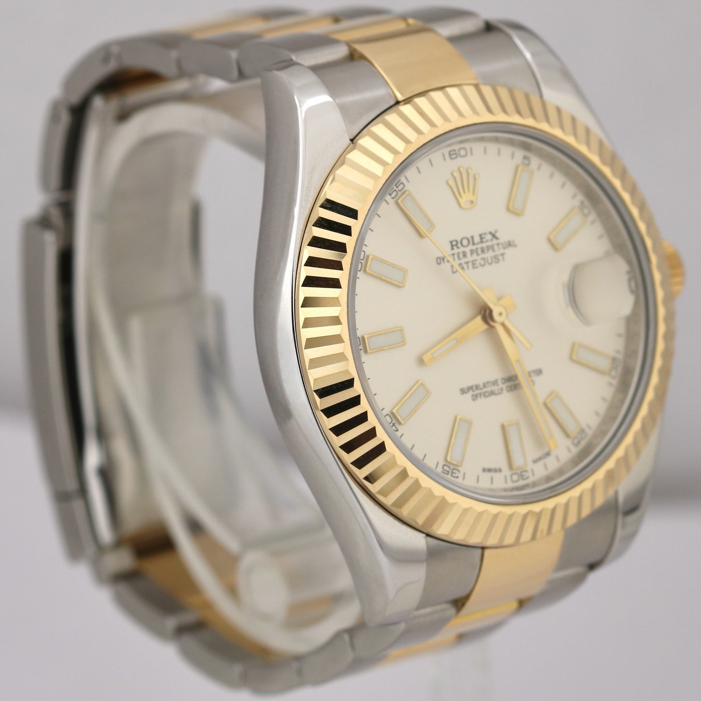Rolex Datejust II 2 IVORY Two-Tone 18K Yellow Gold Steel Oyster 41mm 116333
