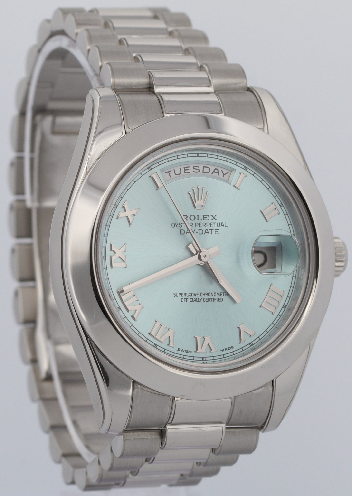 2021 PAPERS Rolex Day-Date Presidential GLACIER BLUE 41mm Platinum 218206 BOX