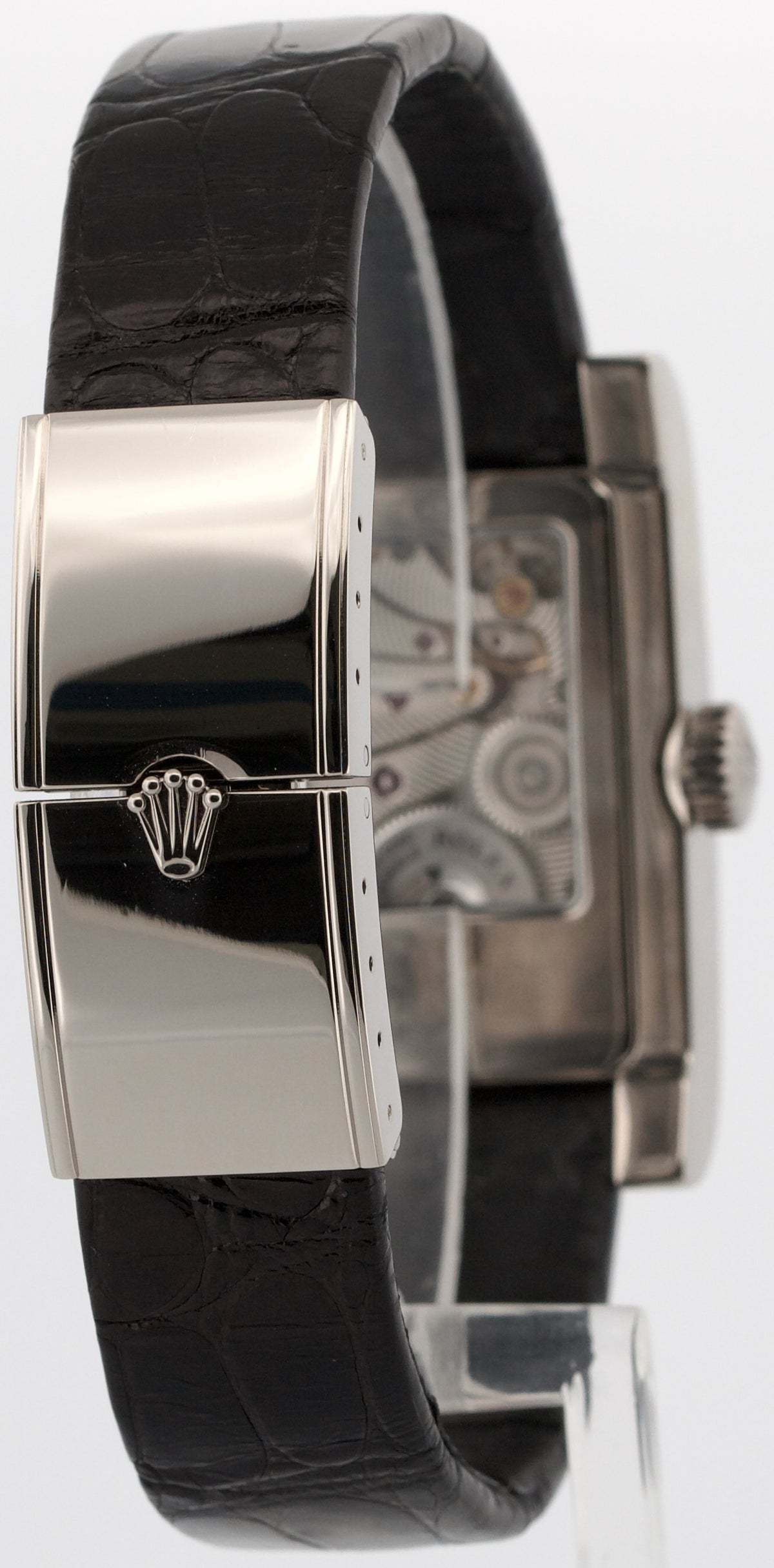 Rolex Cellini Prince Dual Time 5443/9 Silver 18K White Gold 38mm x 28mm Box