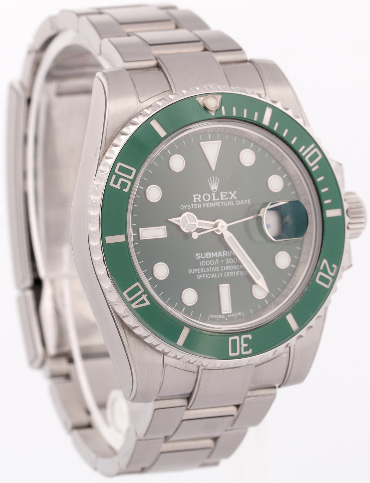 Rolex Submariner Date HULK Green 40mm Watch Ceramic Stainless Steel 116610 LV