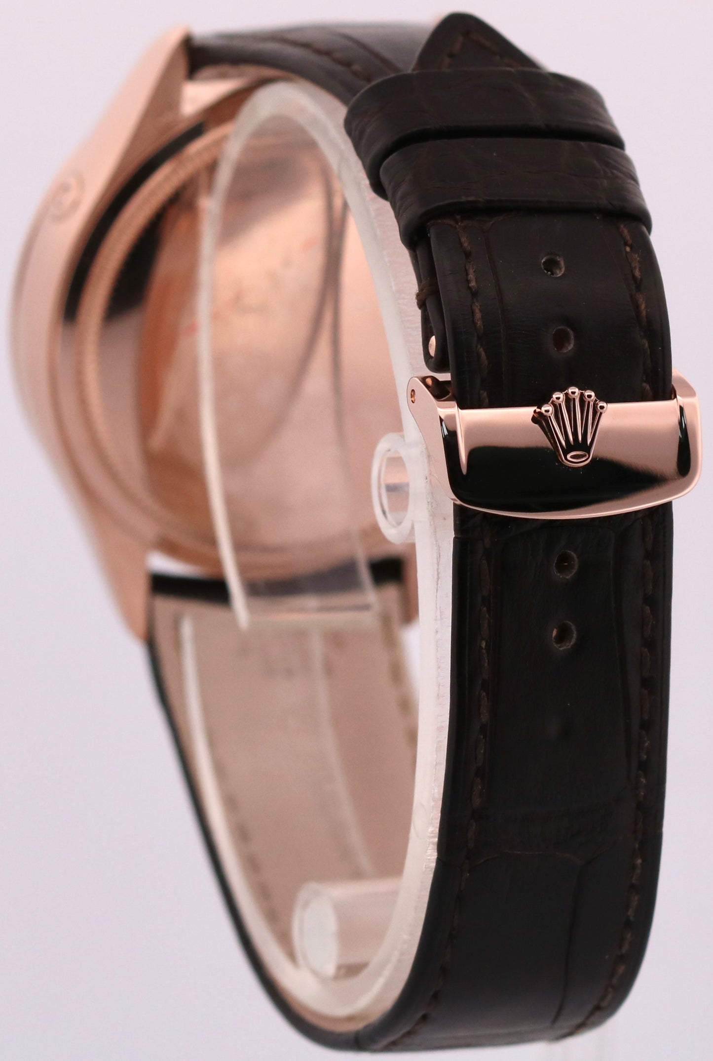 Rolex Cellini Moonphase WHITE 18K Rose Gold LEATHER Automatic Everose 39mm 50535