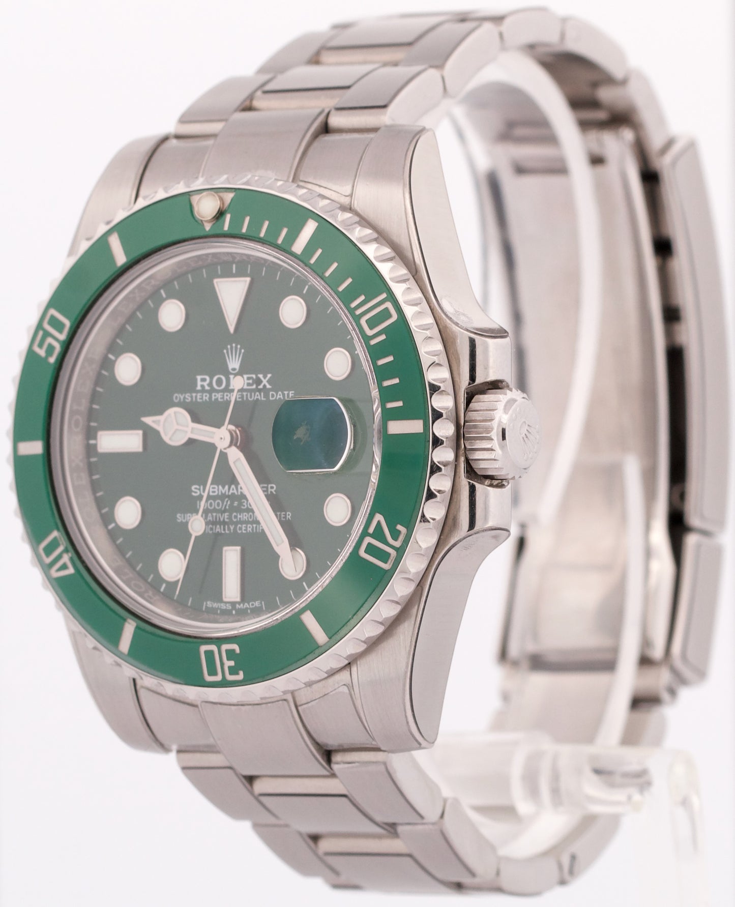 Rolex Submariner Date HULK Green 40mm Watch Ceramic Stainless Steel 116610 LV